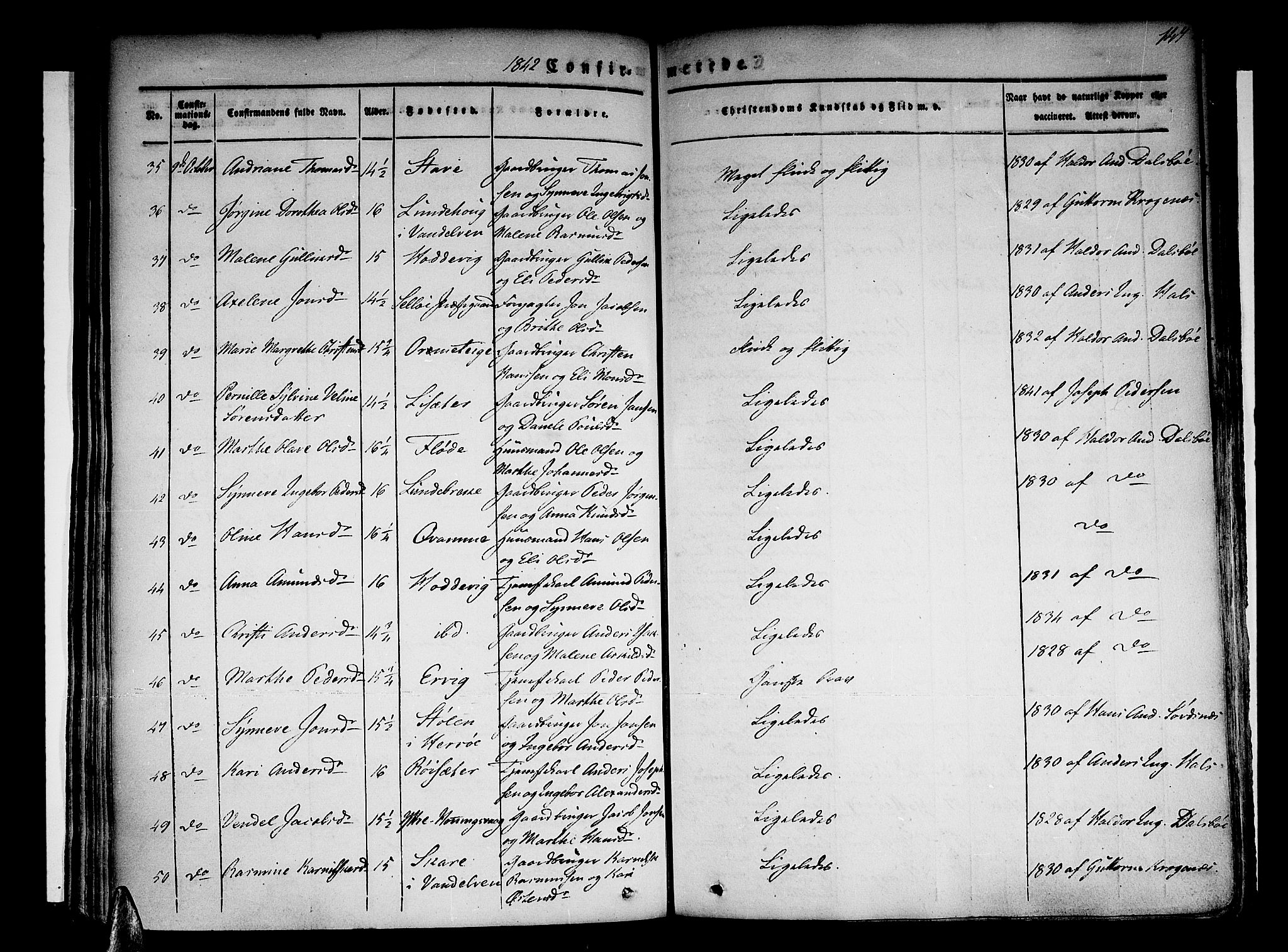 Selje sokneprestembete, AV/SAB-A-99938/H/Ha/Haa/Haaa: Parish register (official) no. A 9, 1829-1844, p. 147