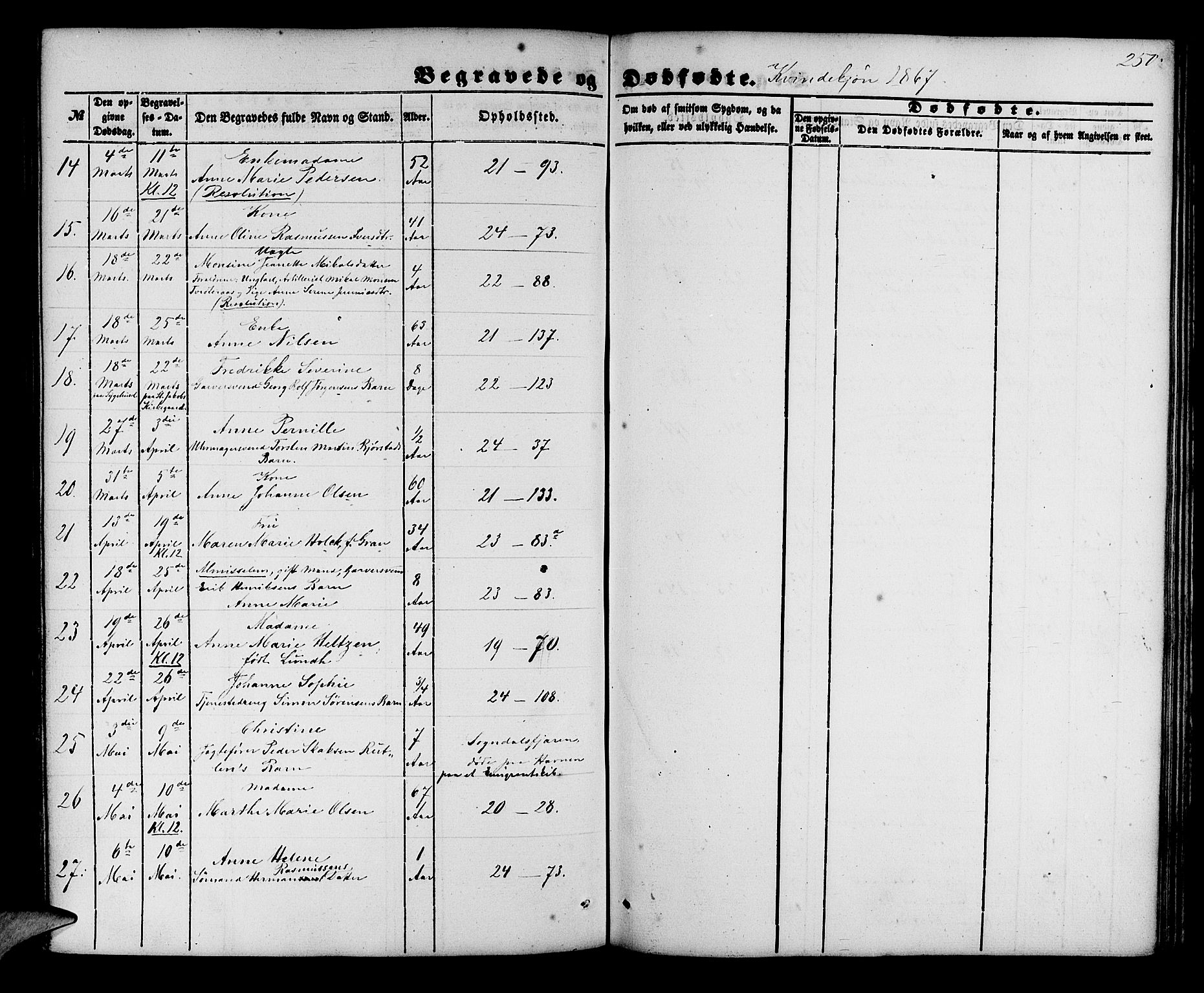 Korskirken sokneprestembete, SAB/A-76101/H/Hab: Parish register (copy) no. E 2, 1851-1871, p. 250