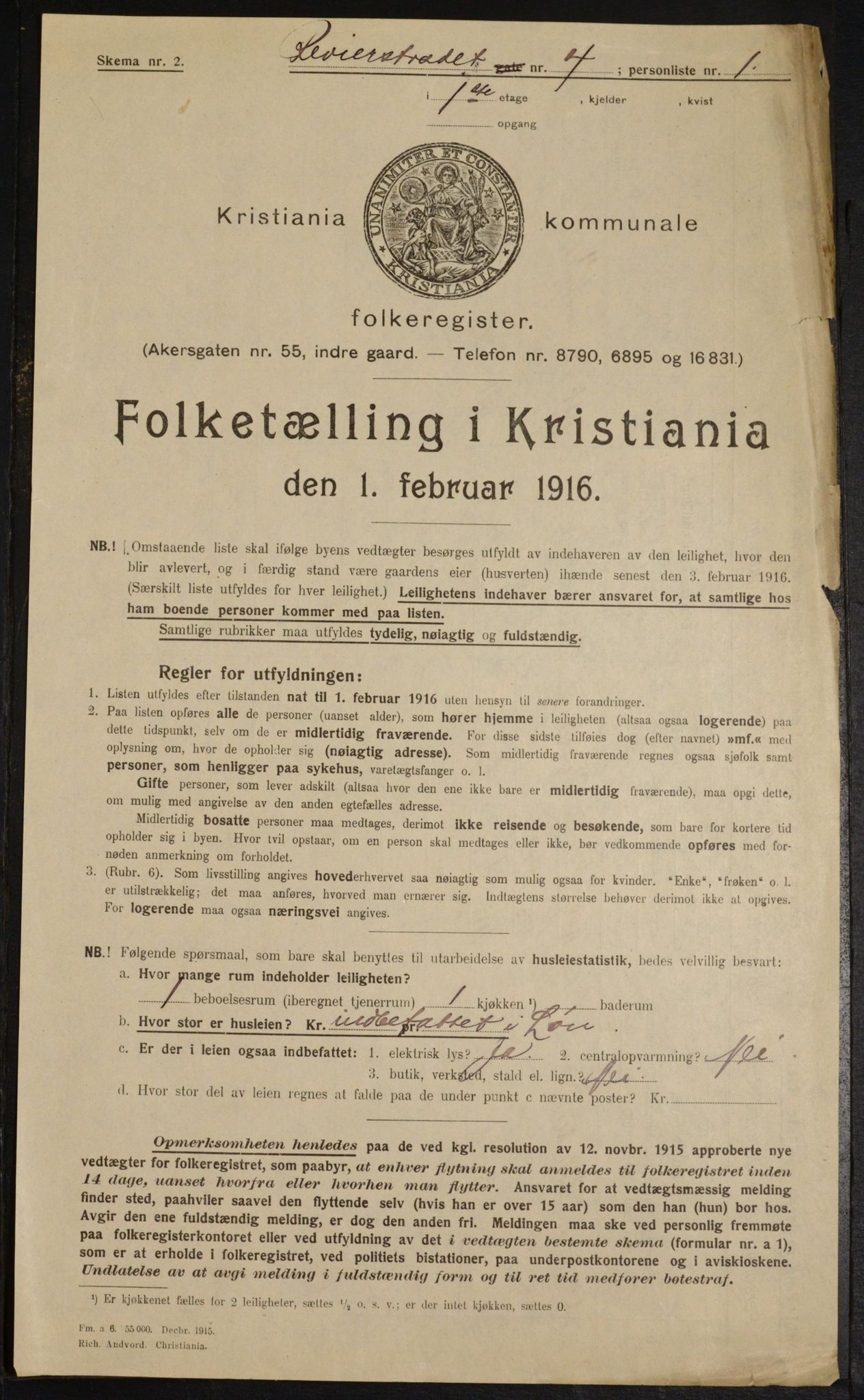 OBA, Municipal Census 1916 for Kristiania, 1916, p. 85034