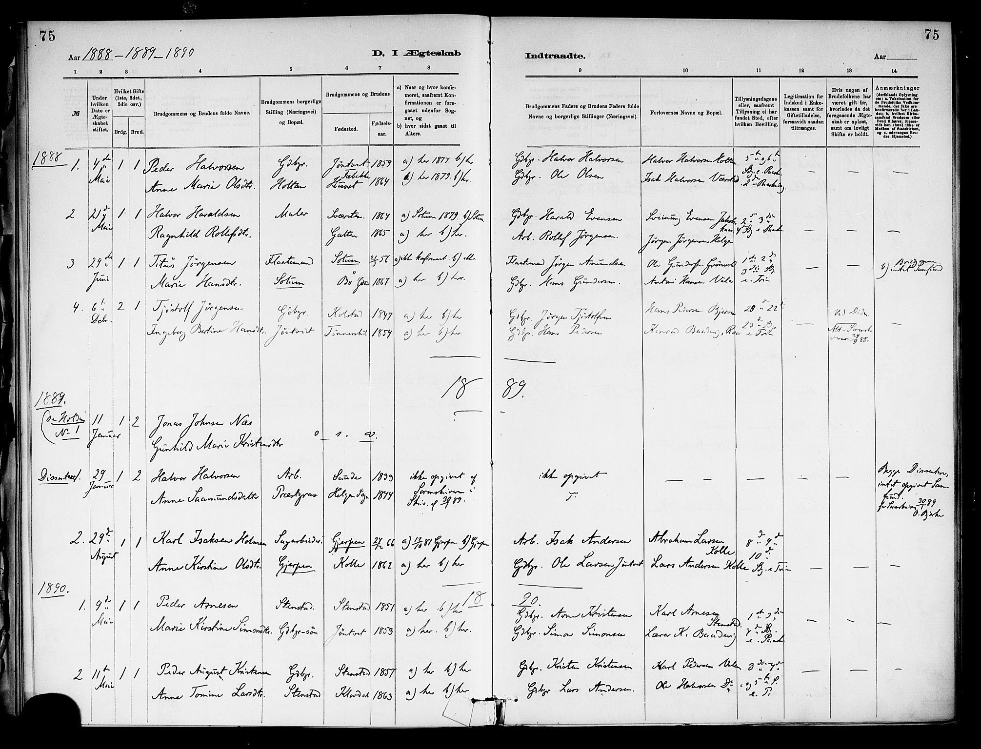 Holla kirkebøker, AV/SAKO-A-272/F/Fa/L0009: Parish register (official) no. 9, 1881-1897, p. 75