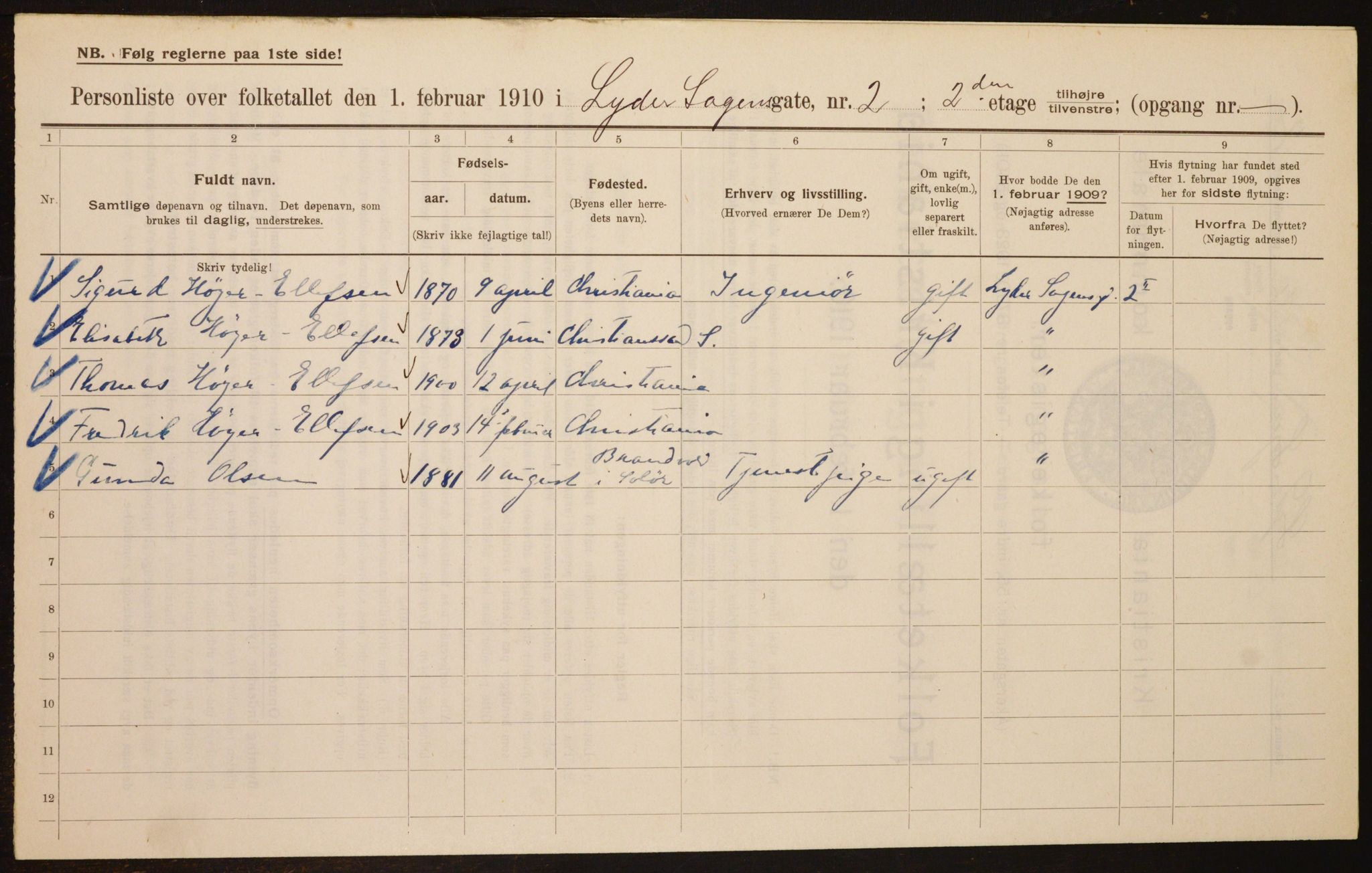 OBA, Municipal Census 1910 for Kristiania, 1910, p. 56441