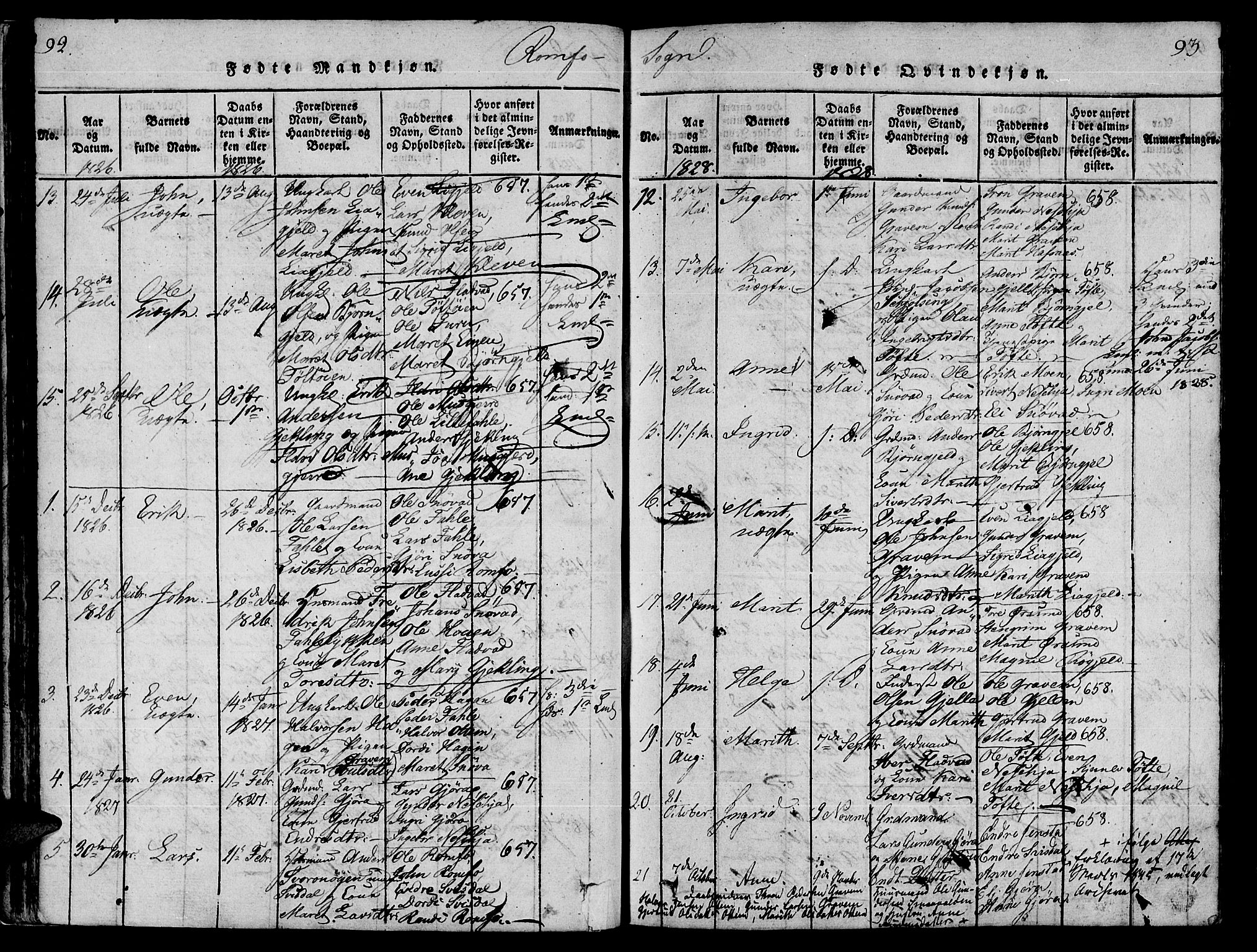 Ministerialprotokoller, klokkerbøker og fødselsregistre - Møre og Romsdal, AV/SAT-A-1454/590/L1010: Parish register (official) no. 590A03 /2, 1820-1832, p. 92-93