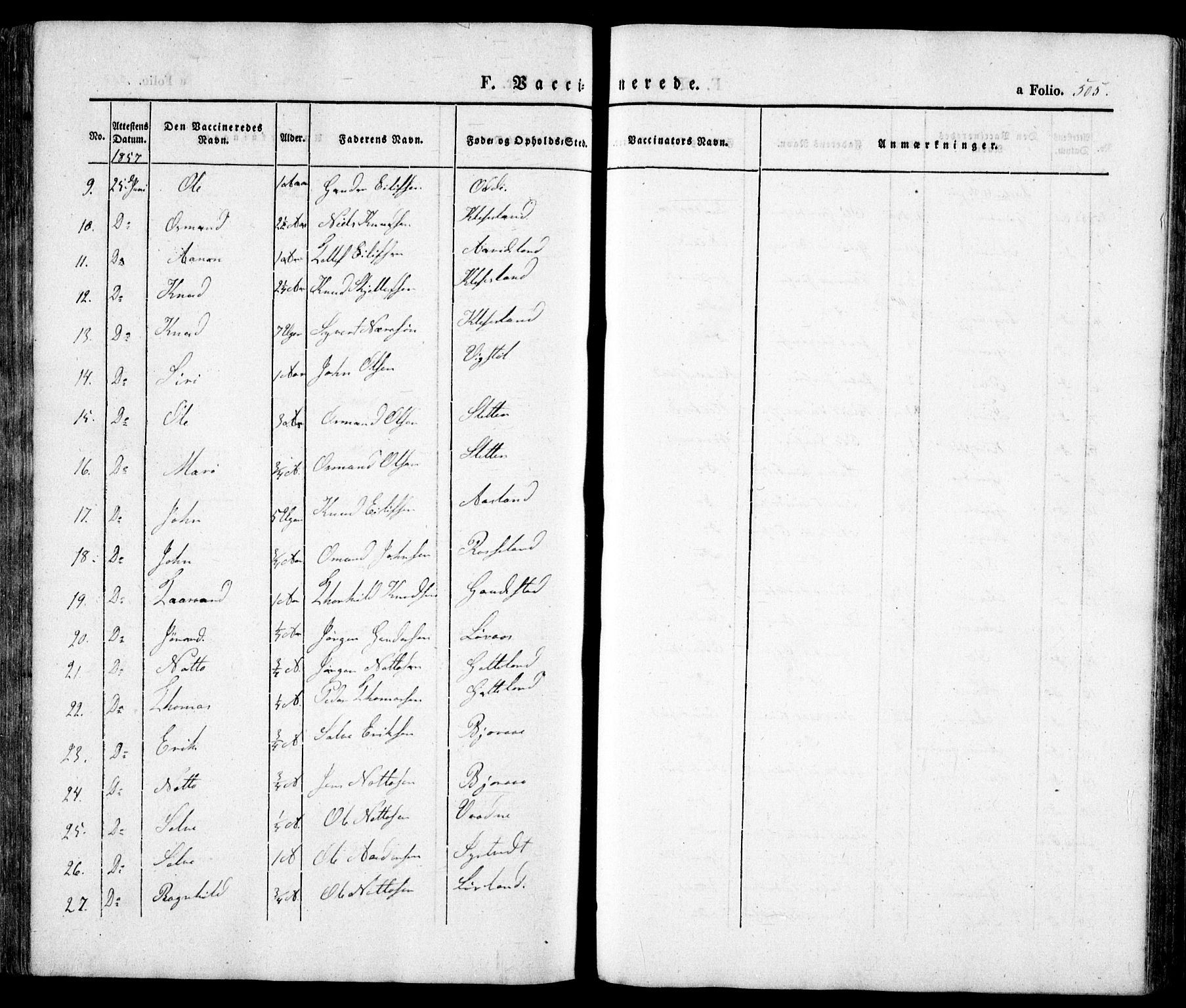 Evje sokneprestkontor, AV/SAK-1111-0008/F/Fa/Faa/L0005: Parish register (official) no. A 5, 1843-1865, p. 505