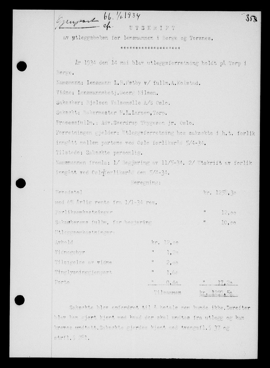 Tune sorenskriveri, AV/SAO-A-10470/G/Gb/Gbb/L0004: Mortgage book no. II 20-24, 1933-1935, Deed date: 01.06.1934