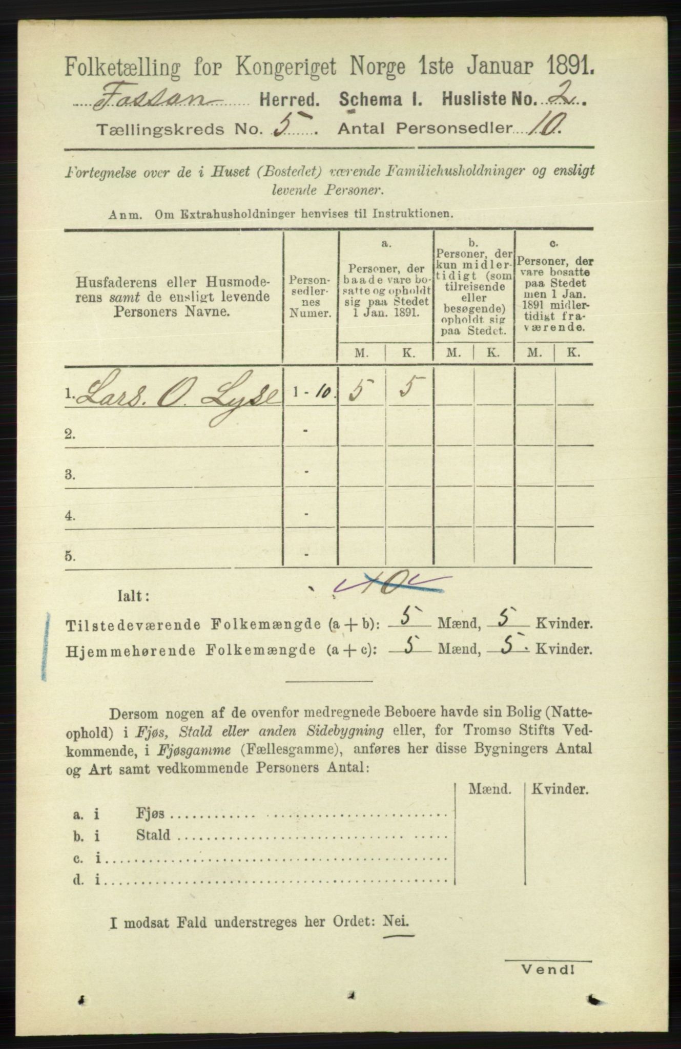 RA, 1891 census for 1129 Forsand, 1891, p. 734