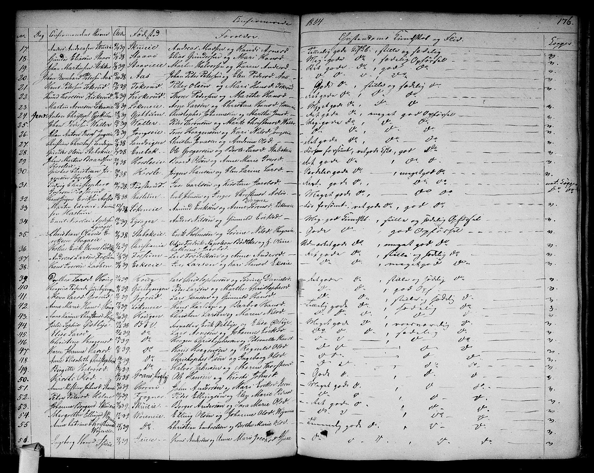 Asker prestekontor Kirkebøker, SAO/A-10256a/F/Fa/L0009: Parish register (official) no. I 9, 1825-1878, p. 176