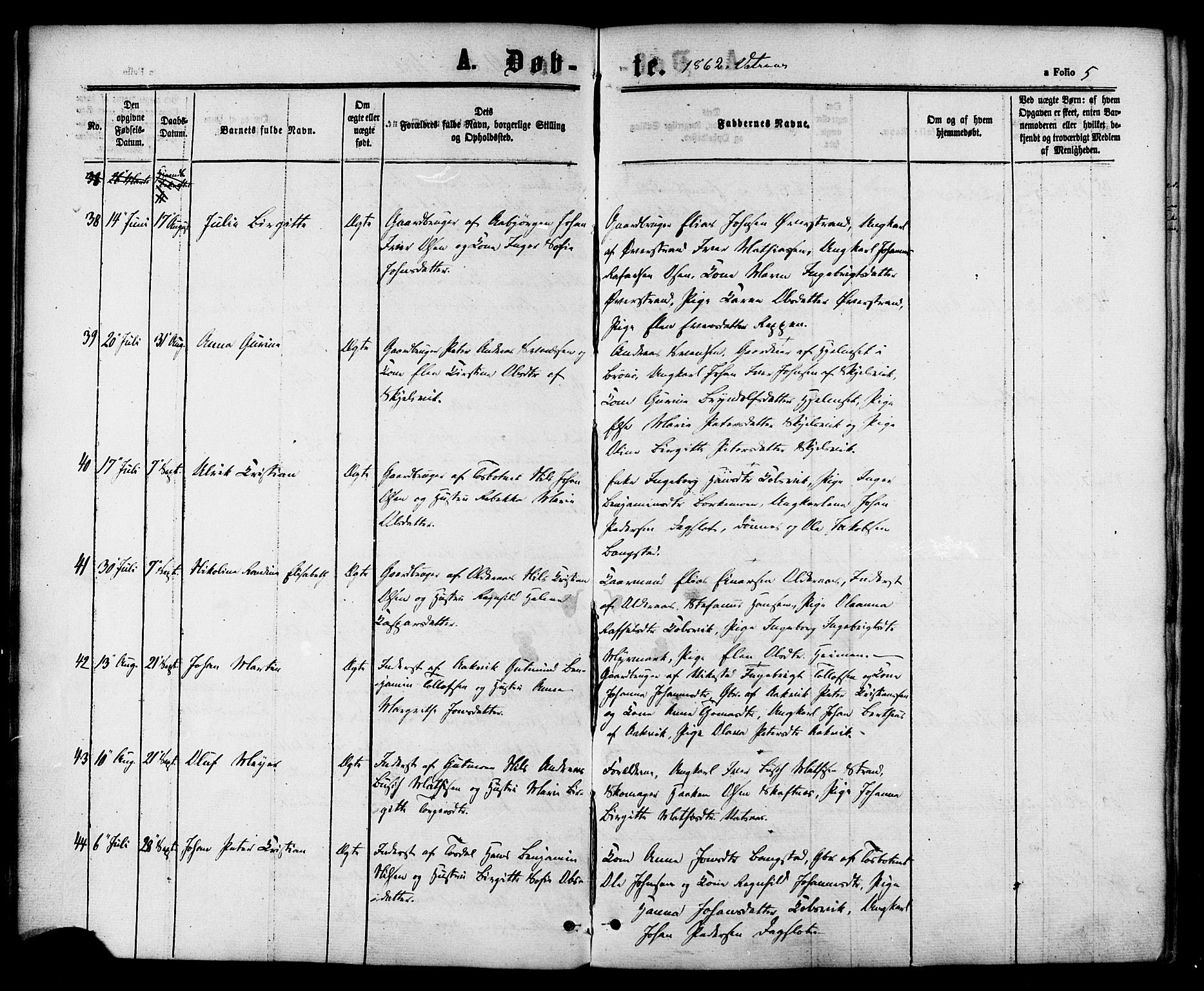 Ministerialprotokoller, klokkerbøker og fødselsregistre - Nordland, AV/SAT-A-1459/810/L0146: Parish register (official) no. 810A08 /1, 1862-1874, p. 5