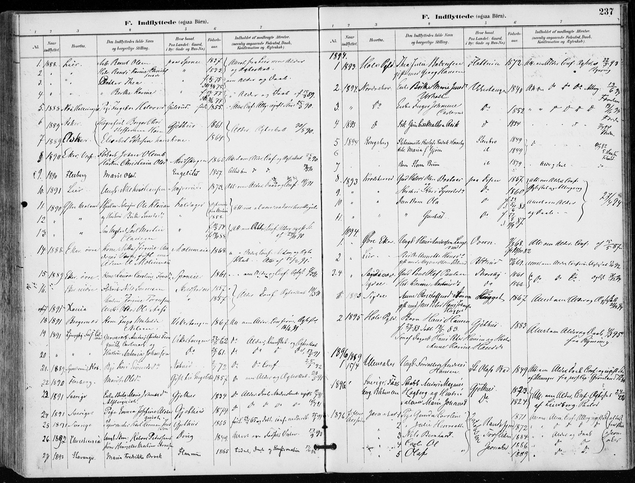 Modum kirkebøker, AV/SAKO-A-234/F/Fa/L0012: Parish register (official) no. 12, 1890-1898, p. 237