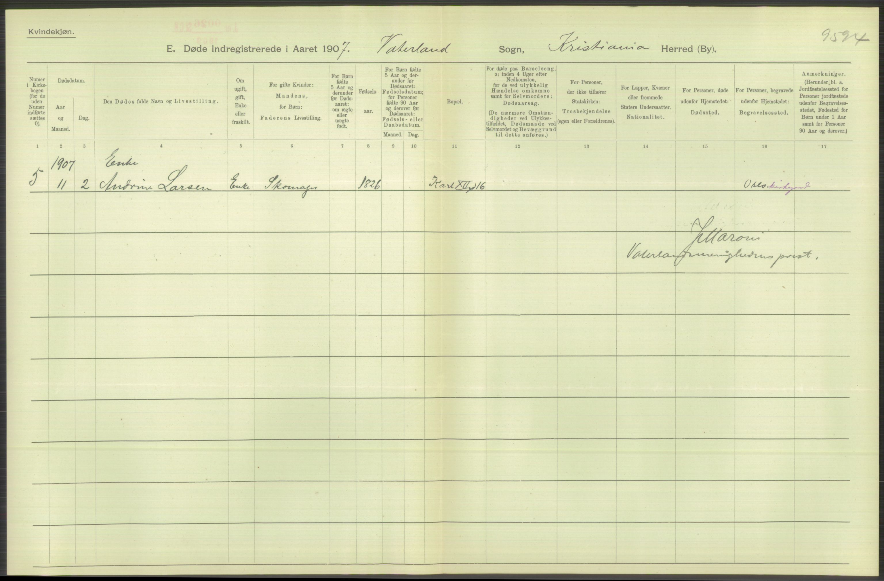 Statistisk sentralbyrå, Sosiodemografiske emner, Befolkning, AV/RA-S-2228/D/Df/Dfa/Dfae/L0009: Kristiania: Døde, 1907, p. 570