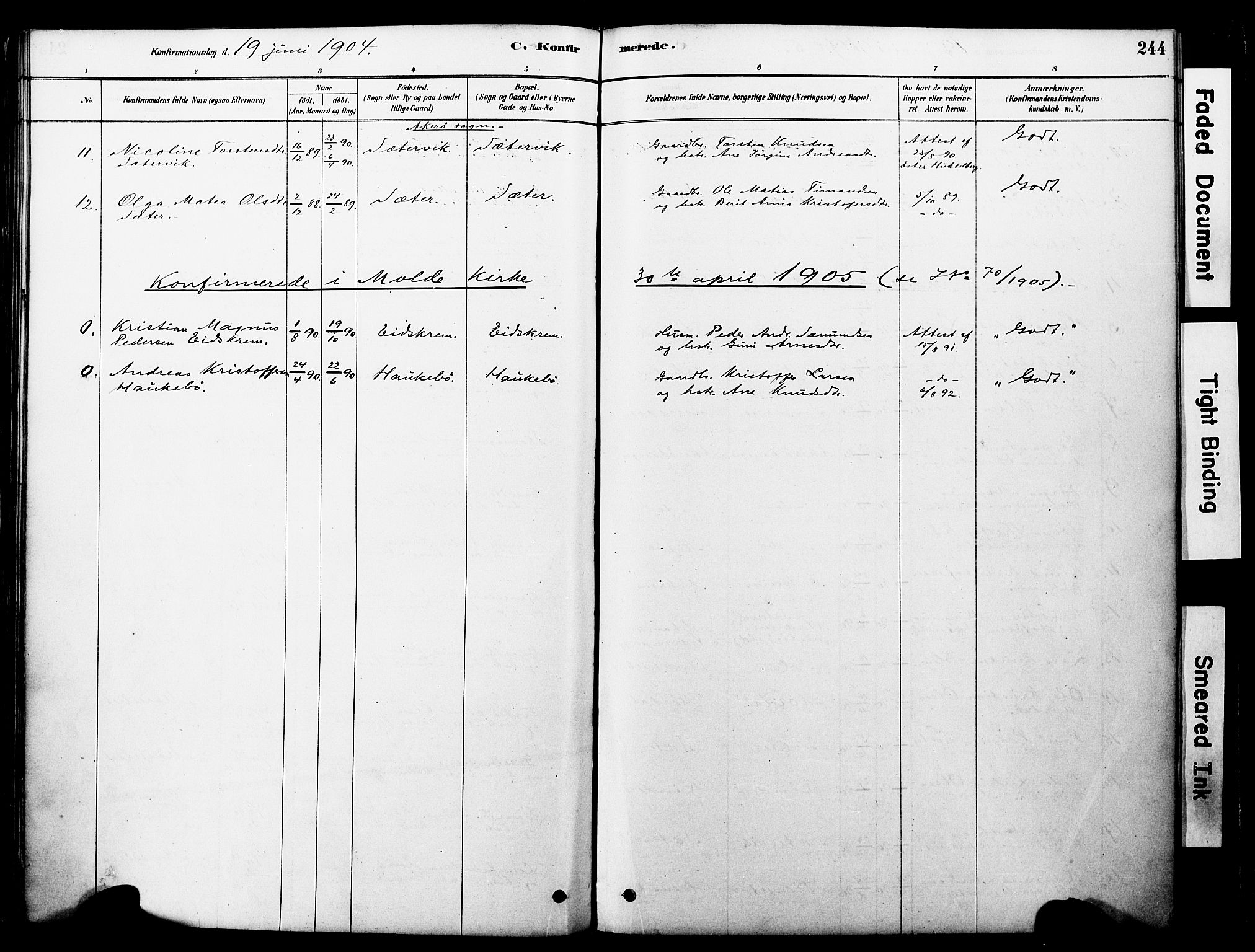 Ministerialprotokoller, klokkerbøker og fødselsregistre - Møre og Romsdal, SAT/A-1454/560/L0721: Parish register (official) no. 560A05, 1878-1917, p. 244