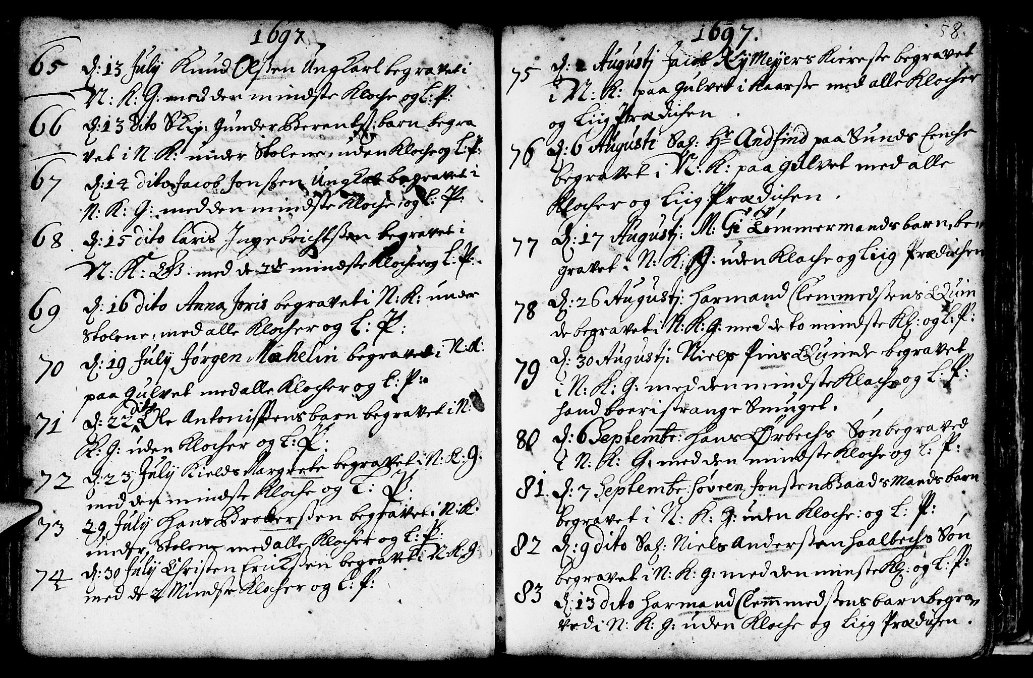 Nykirken Sokneprestembete, SAB/A-77101/H/Haa/L0009: Parish register (official) no. A 9, 1689-1759, p. 58