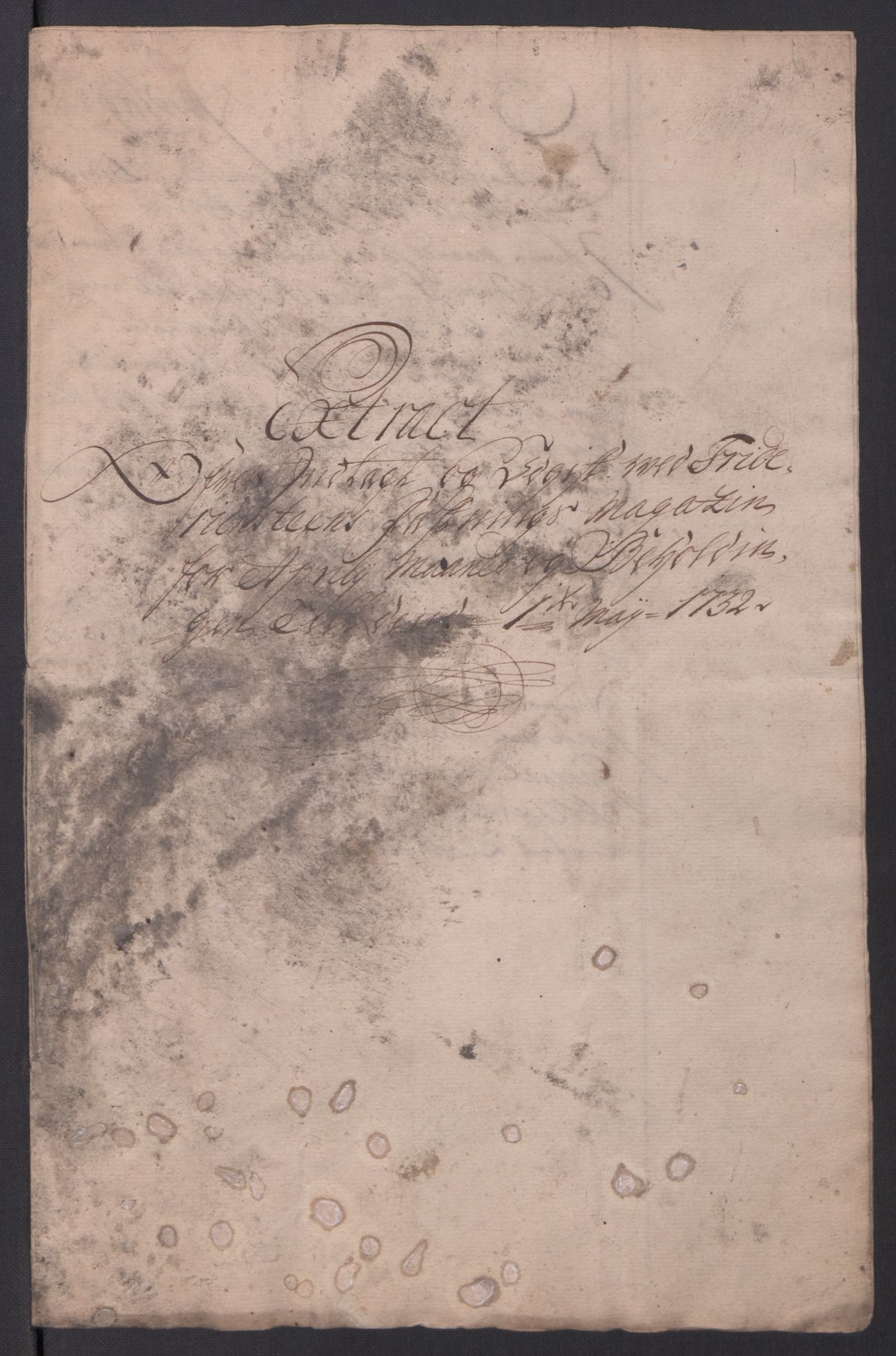 Kommanderende general (KG I) med Det norske krigsdirektorium, AV/RA-EA-5419/D/L0154: Fredriksten festning: Brev, inventarfortegnelser og regnskapsekstrakter, 1730-1739, p. 87