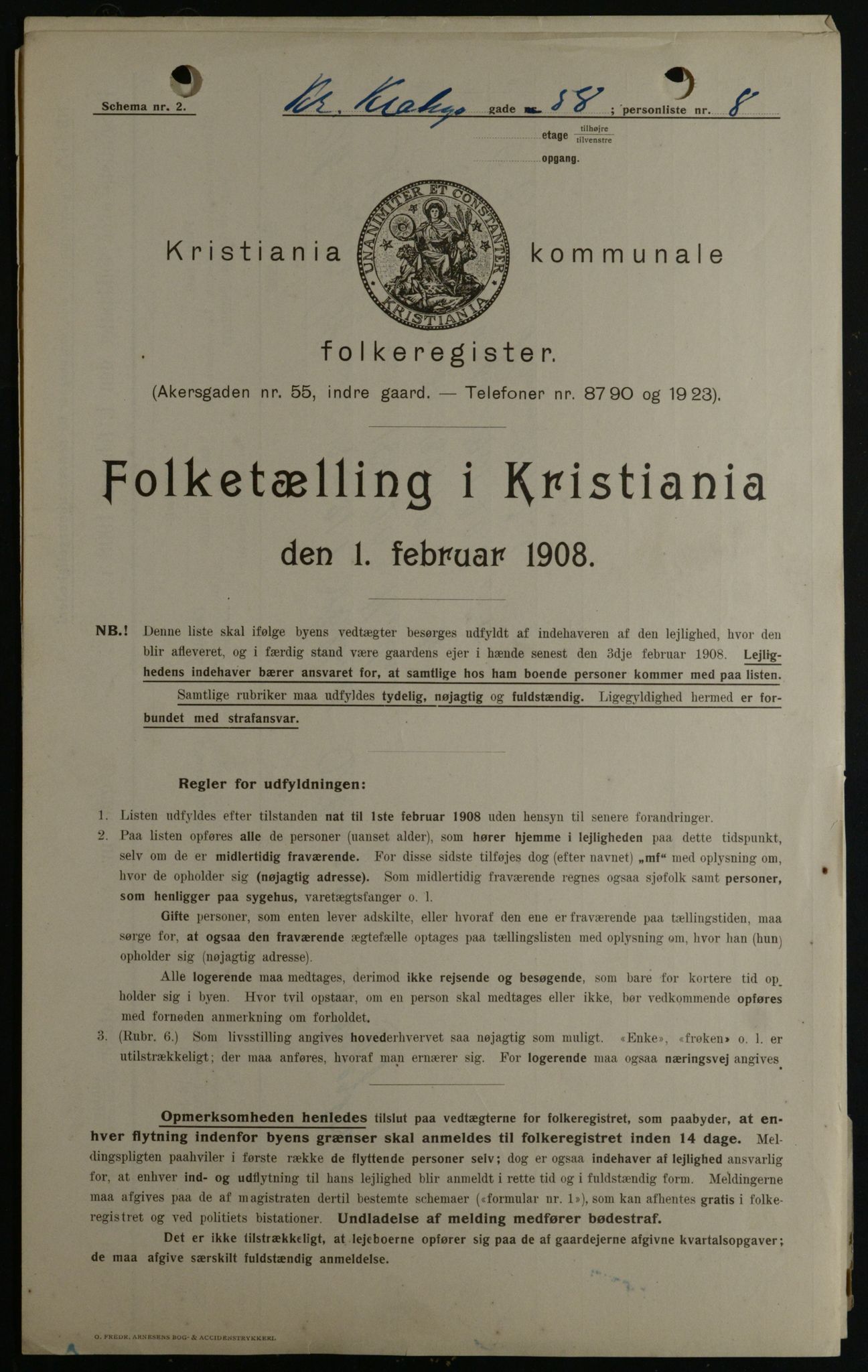 OBA, Municipal Census 1908 for Kristiania, 1908, p. 11601