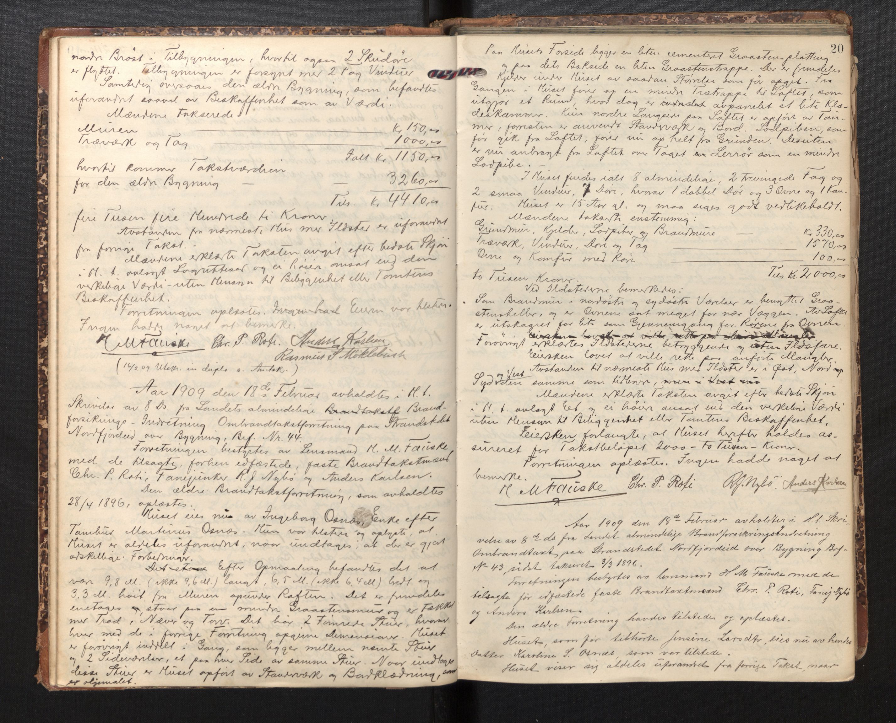Lensmannen i Eid, AV/SAB-A-27001/0012/L0003: Branntakstprotokoll, 1906-1922, p. 19b-20a