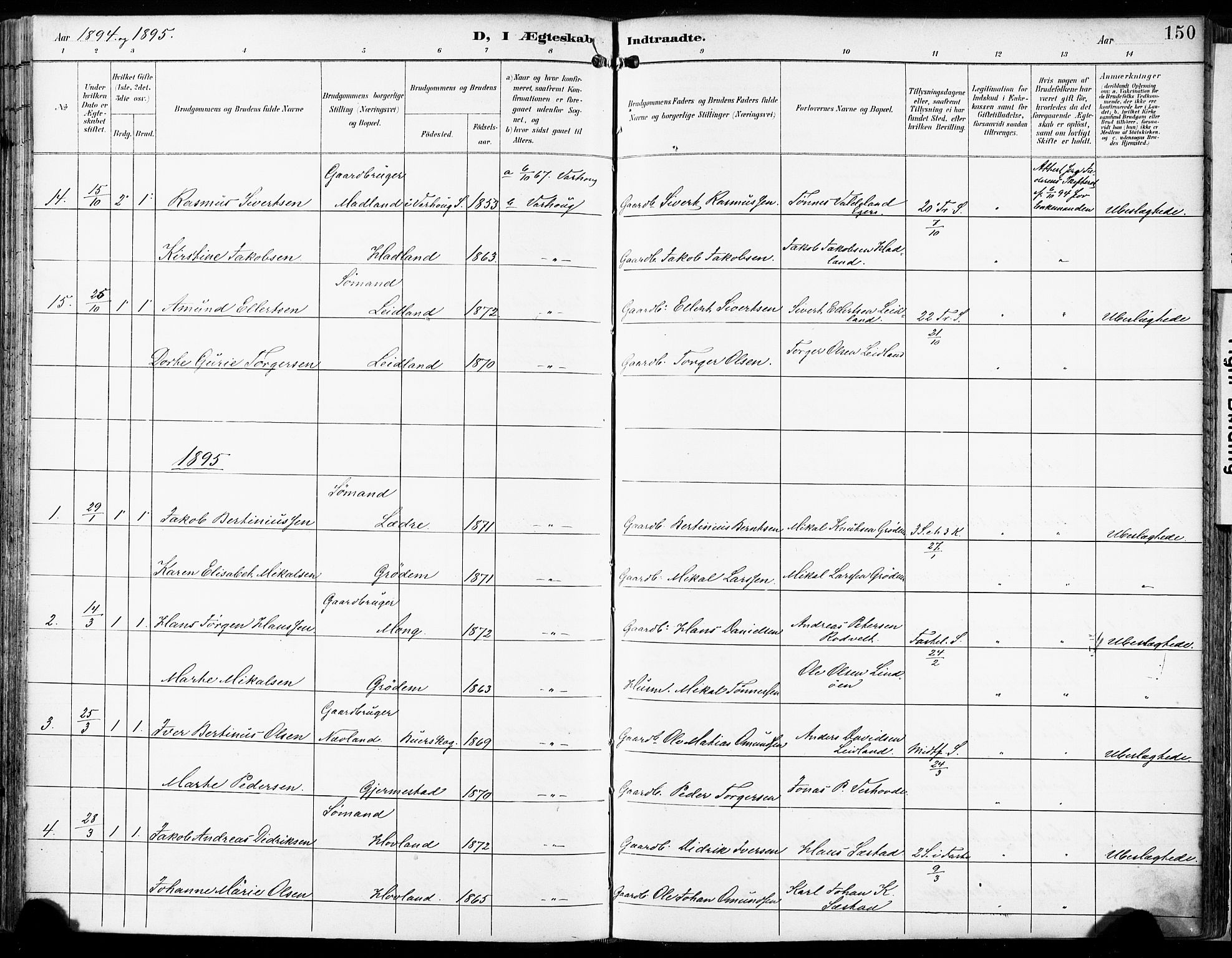 Eigersund sokneprestkontor, AV/SAST-A-101807/S08/L0018: Parish register (official) no. A 17, 1892-1905, p. 150