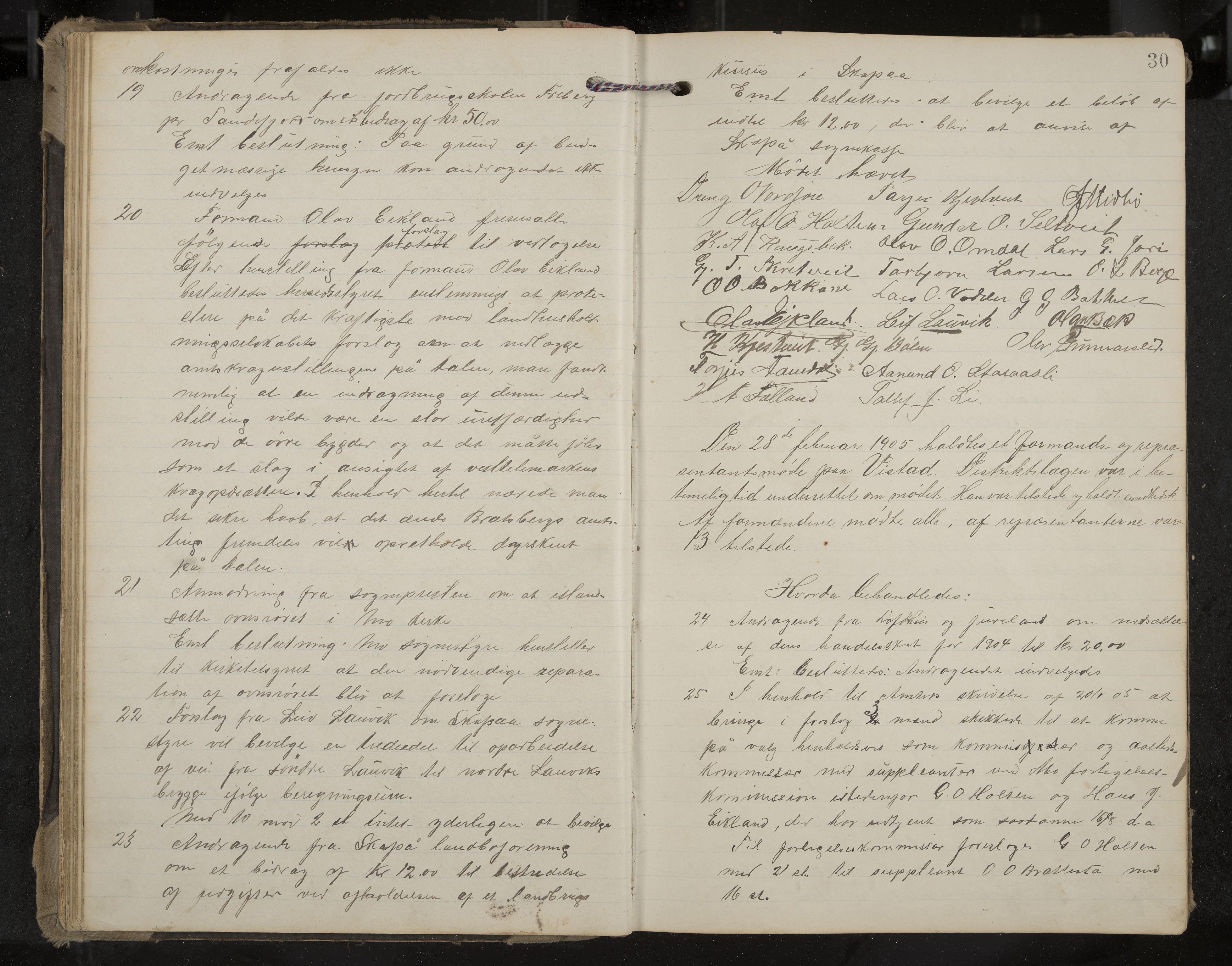 Mo formannskap og sentraladministrasjon, IKAK/0832021/A/L0004: Møtebok, 1903-1915, p. 30