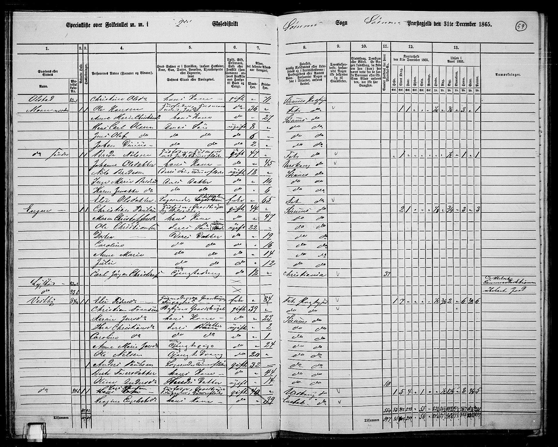 RA, 1865 census for Sørum, 1865, p. 57