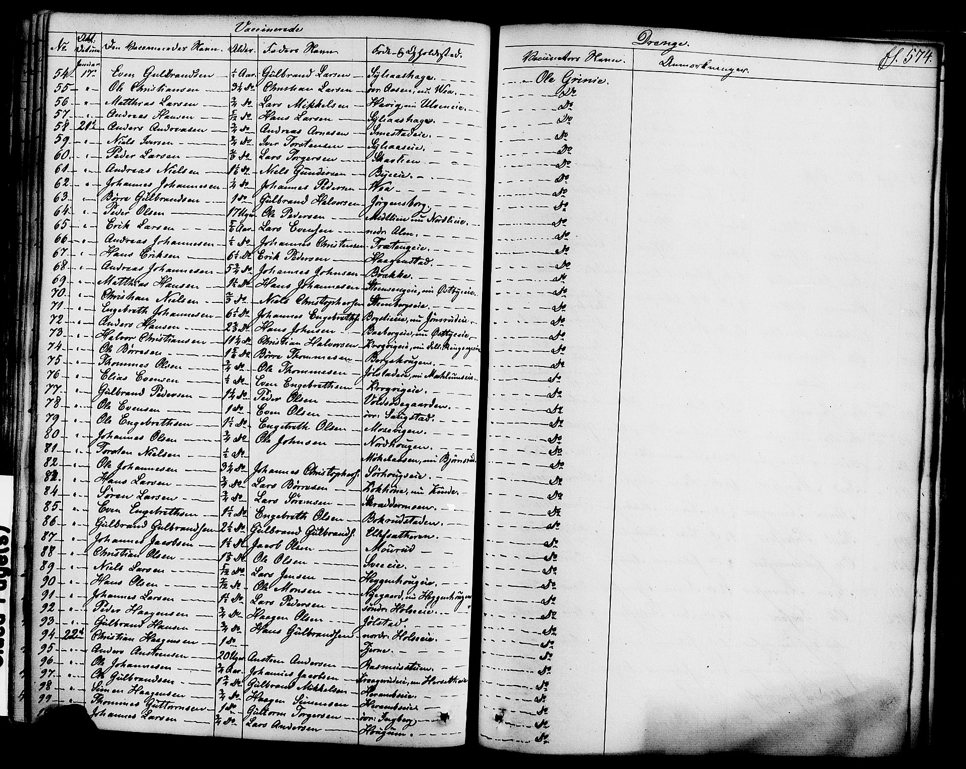 Ringsaker prestekontor, AV/SAH-PREST-014/K/Ka/L0008: Parish register (official) no. 8, 1837-1850, p. 574