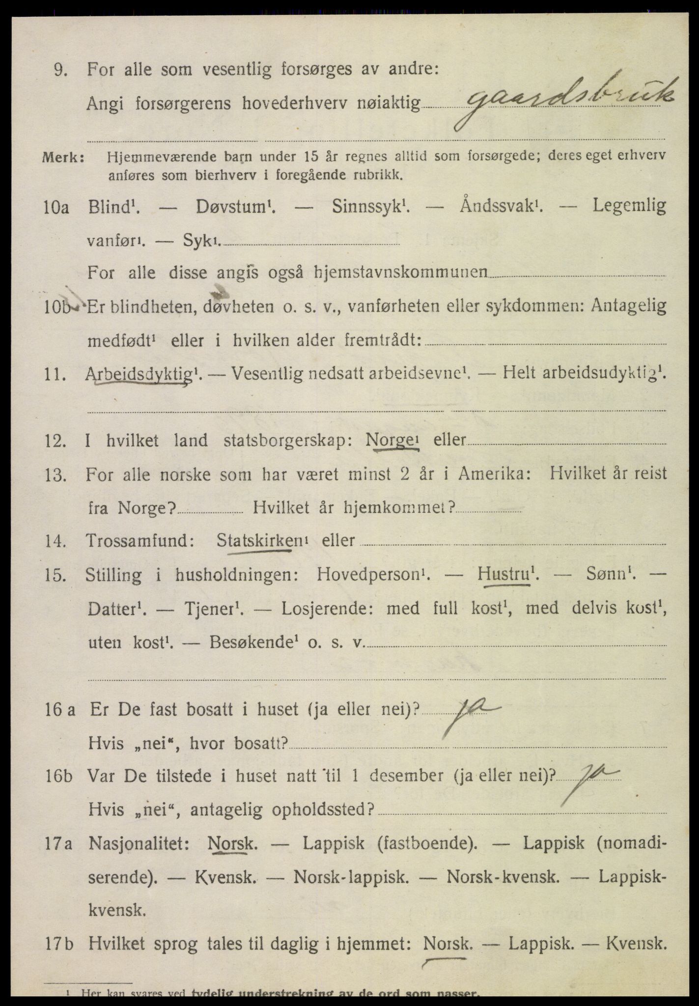 SAT, 1920 census for Klinga, 1920, p. 2072