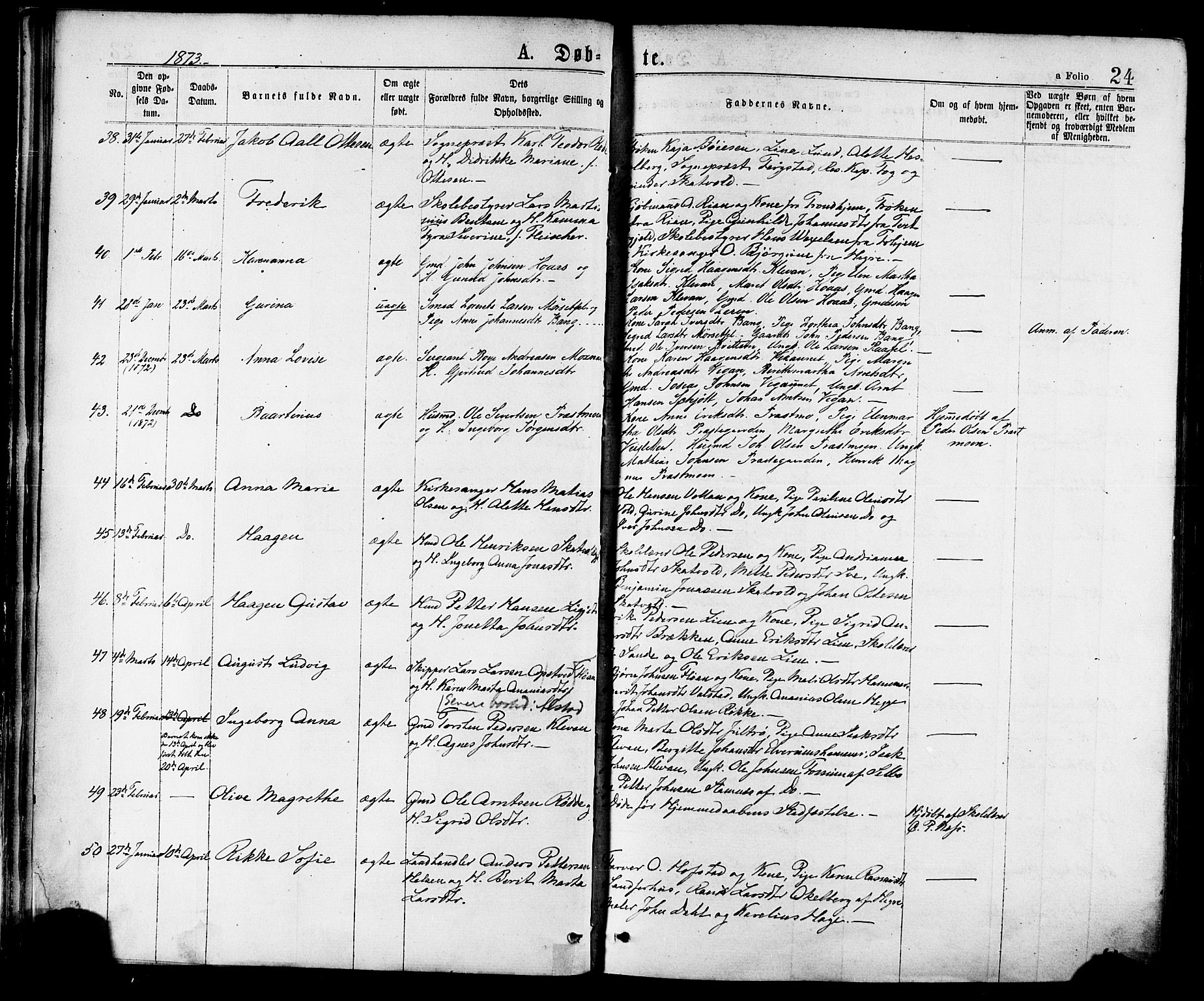 Ministerialprotokoller, klokkerbøker og fødselsregistre - Nord-Trøndelag, AV/SAT-A-1458/709/L0076: Parish register (official) no. 709A16, 1871-1879, p. 24