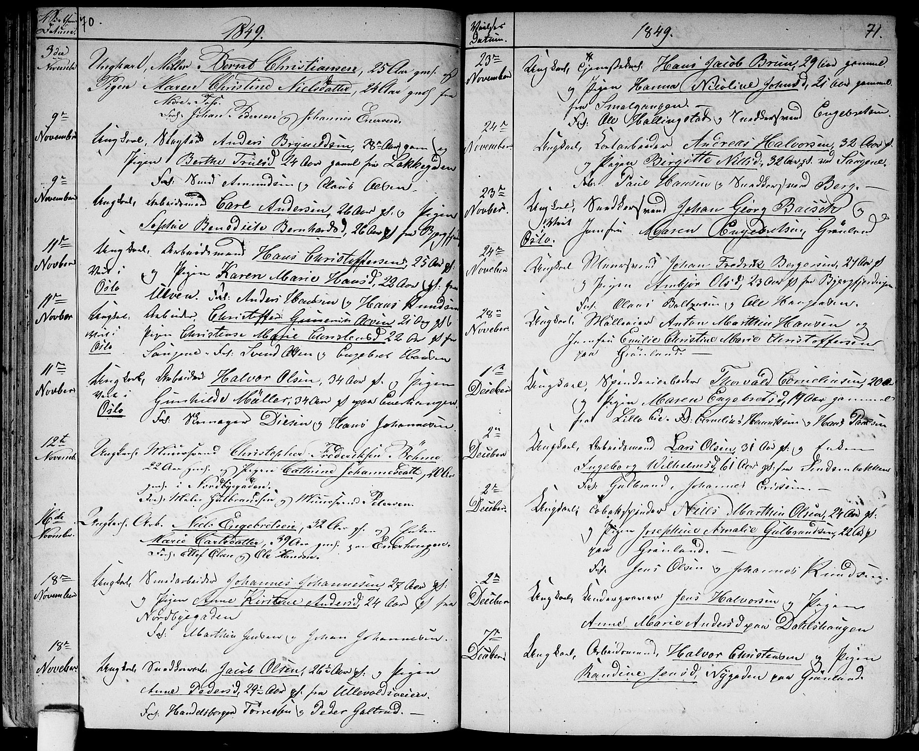 Aker prestekontor kirkebøker, AV/SAO-A-10861/G/L0011: Parish register (copy) no. 11, 1846-1859, p. 70-71