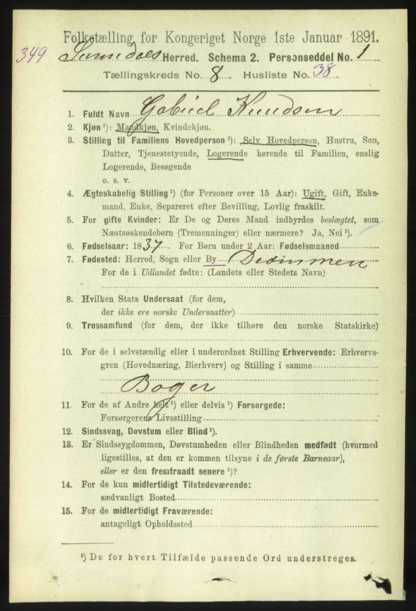 RA, 1891 census for 1566 Surnadal, 1891, p. 2313