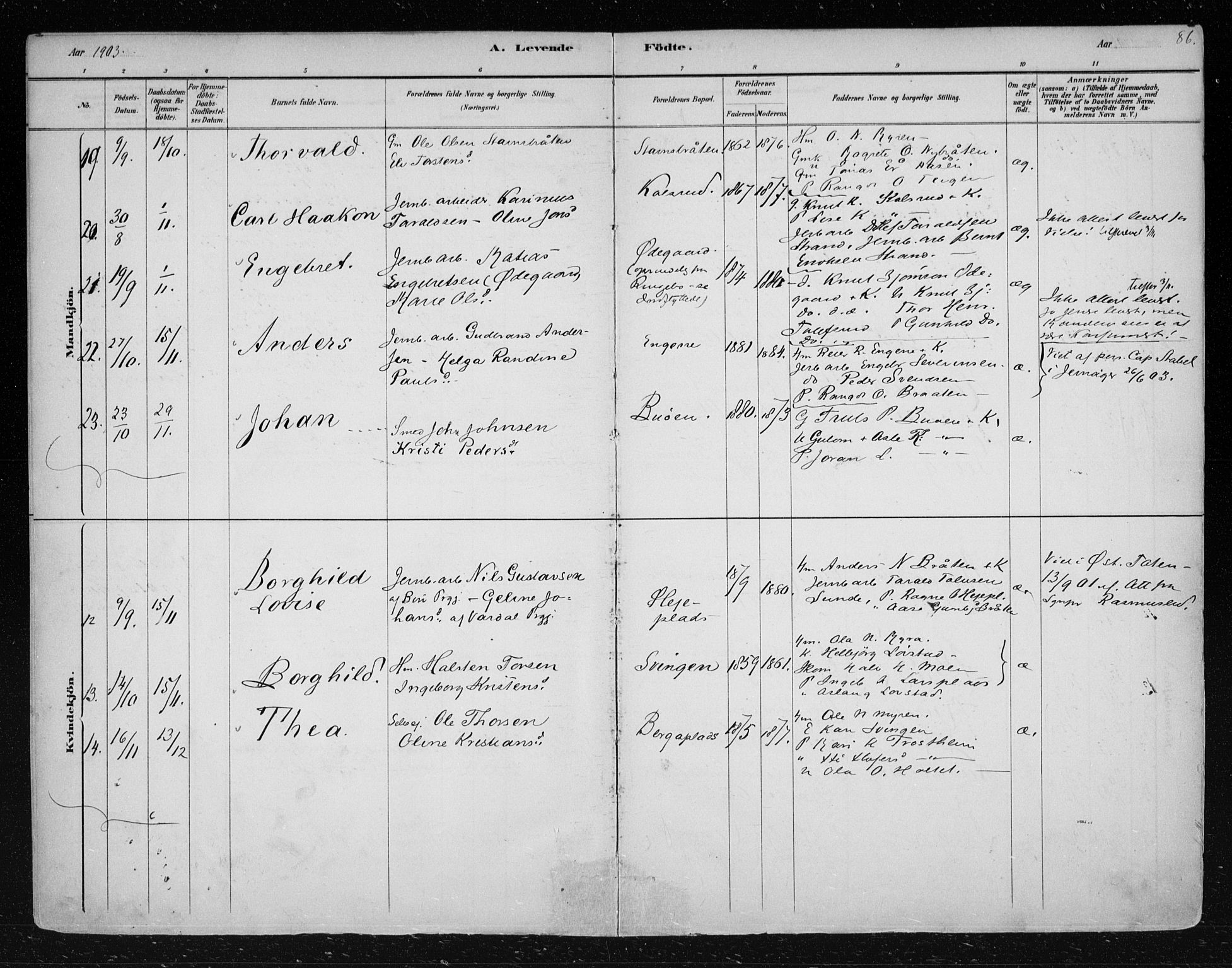 Nes kirkebøker, SAKO/A-236/F/Fa/L0012: Parish register (official) no. 12, 1881-1917, p. 86