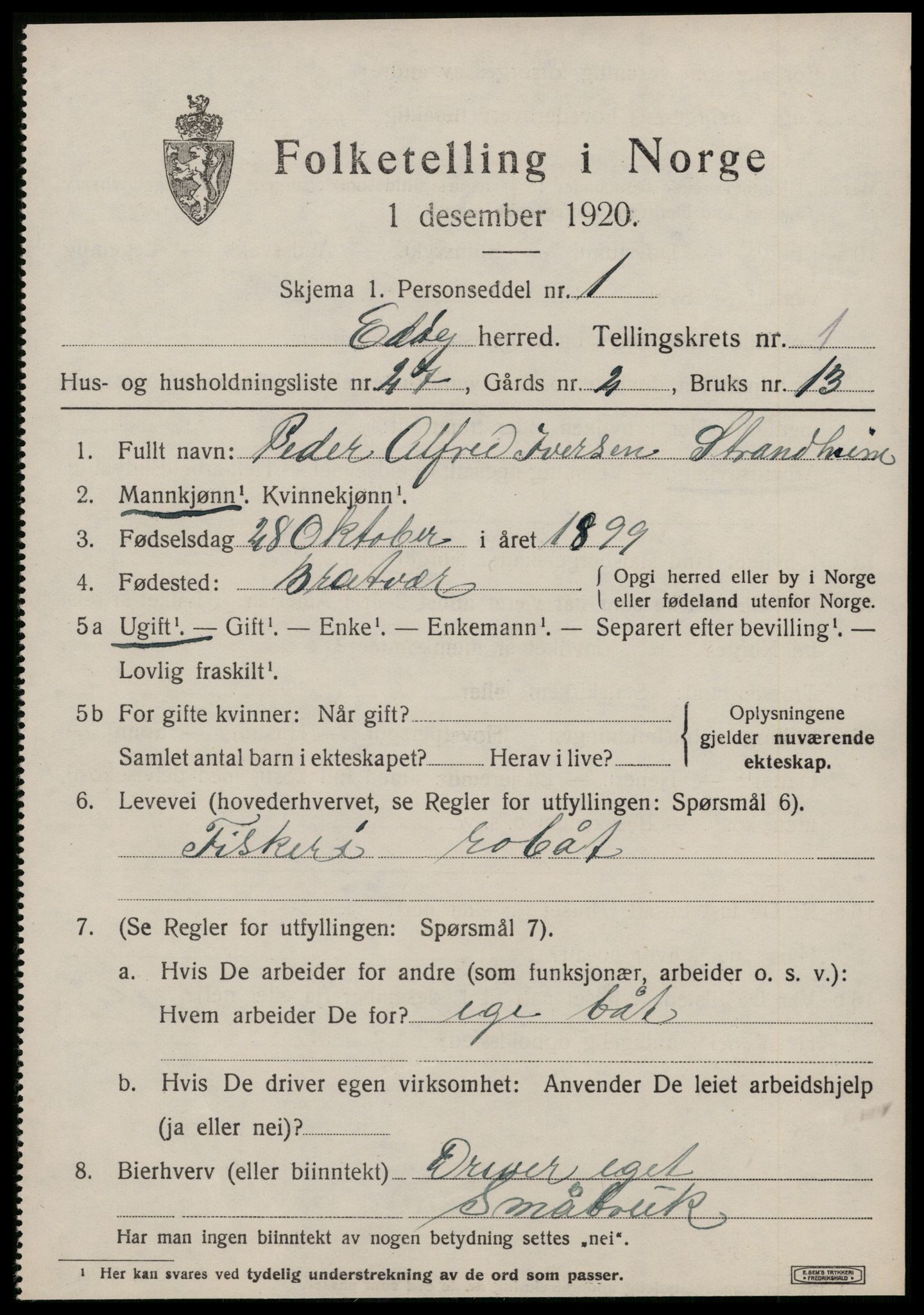 SAT, 1920 census for Edøy, 1920, p. 682