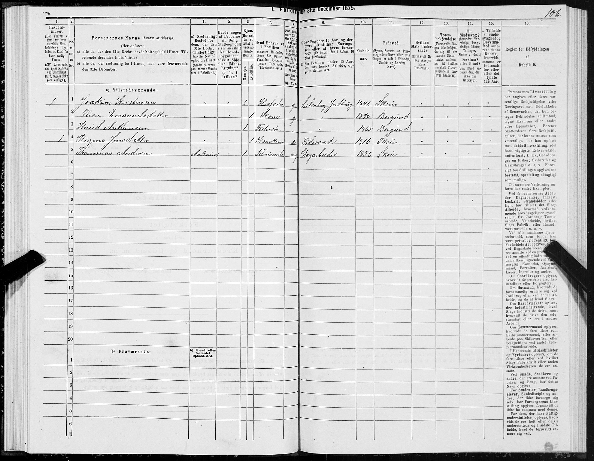 SAT, 1875 census for 1529P Skodje, 1875, p. 2106