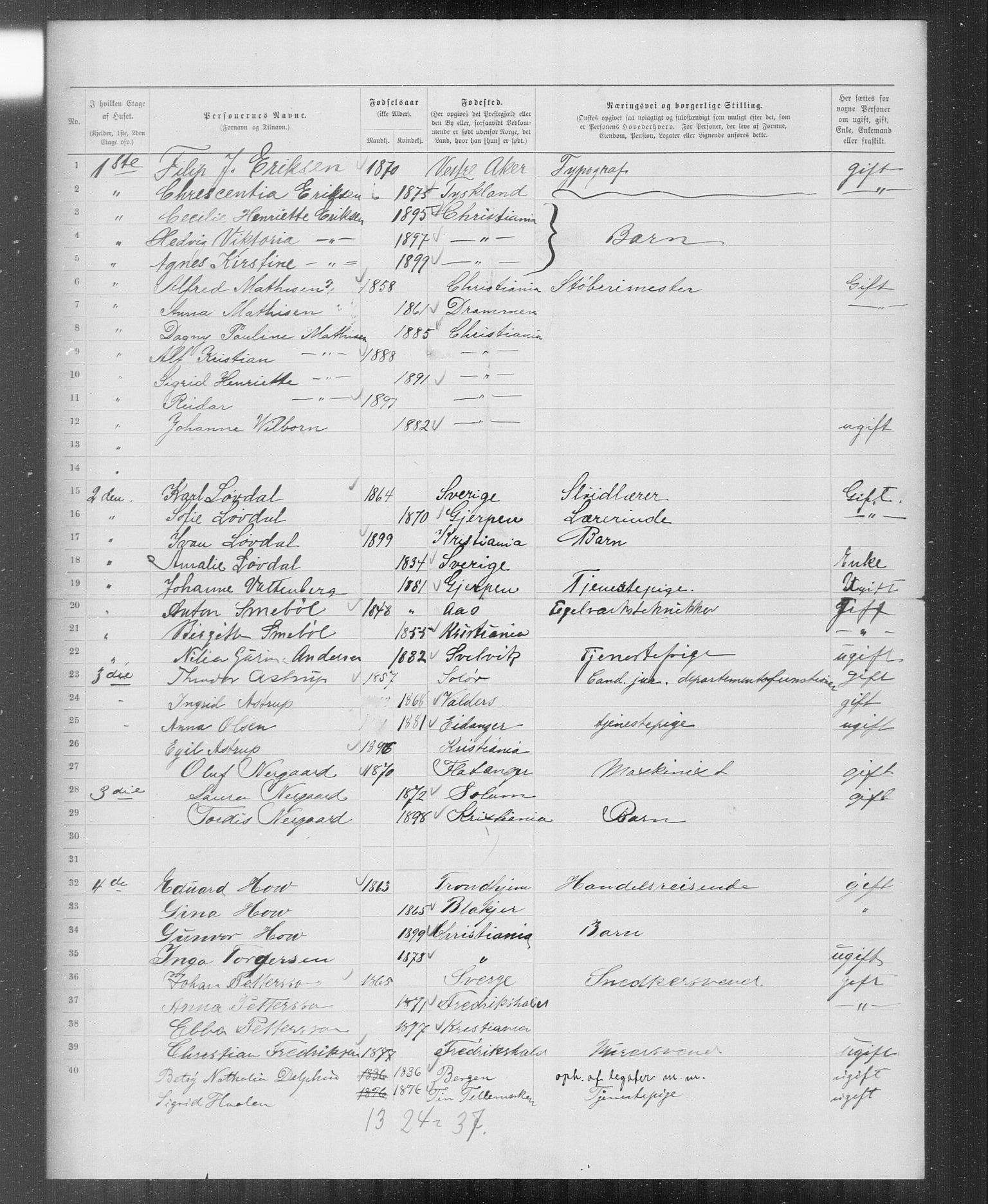 OBA, Municipal Census 1899 for Kristiania, 1899, p. 6496