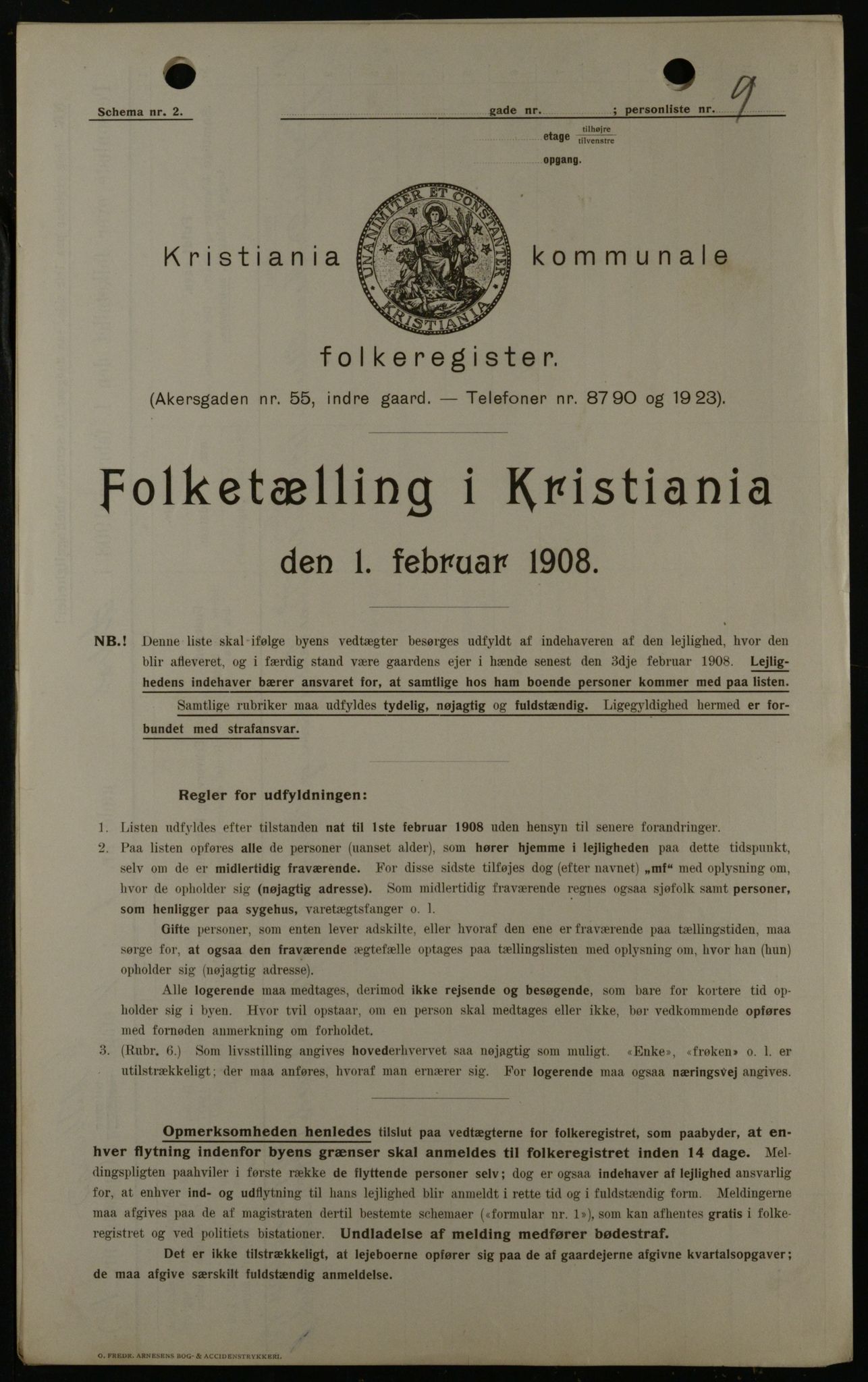 OBA, Municipal Census 1908 for Kristiania, 1908, p. 1917