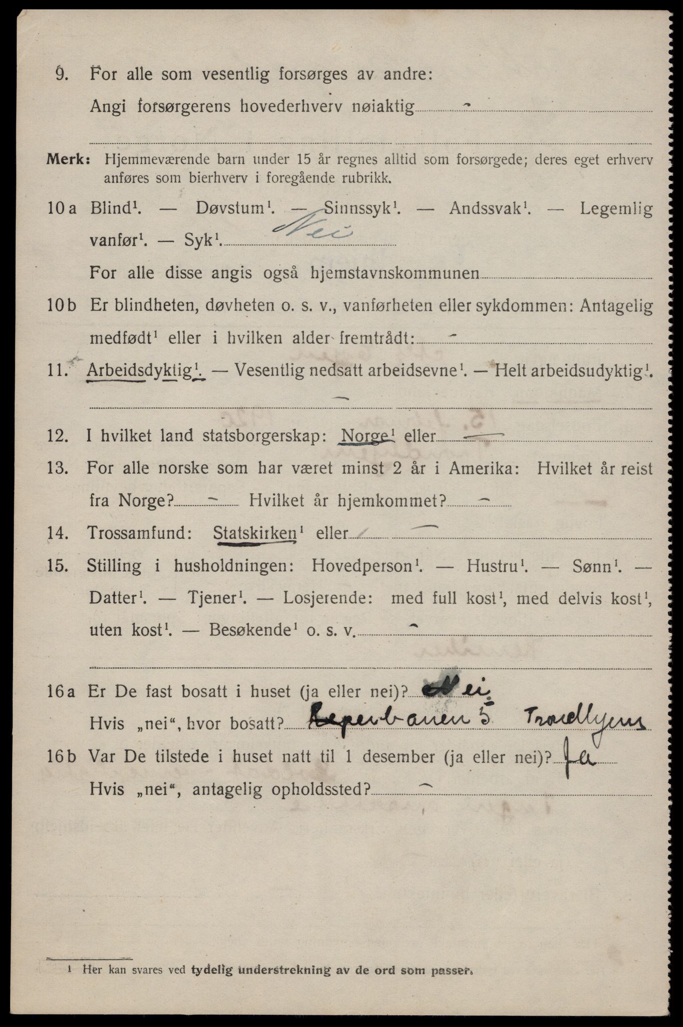 SAT, 1920 census for Trondheim, 1920, p. 69731