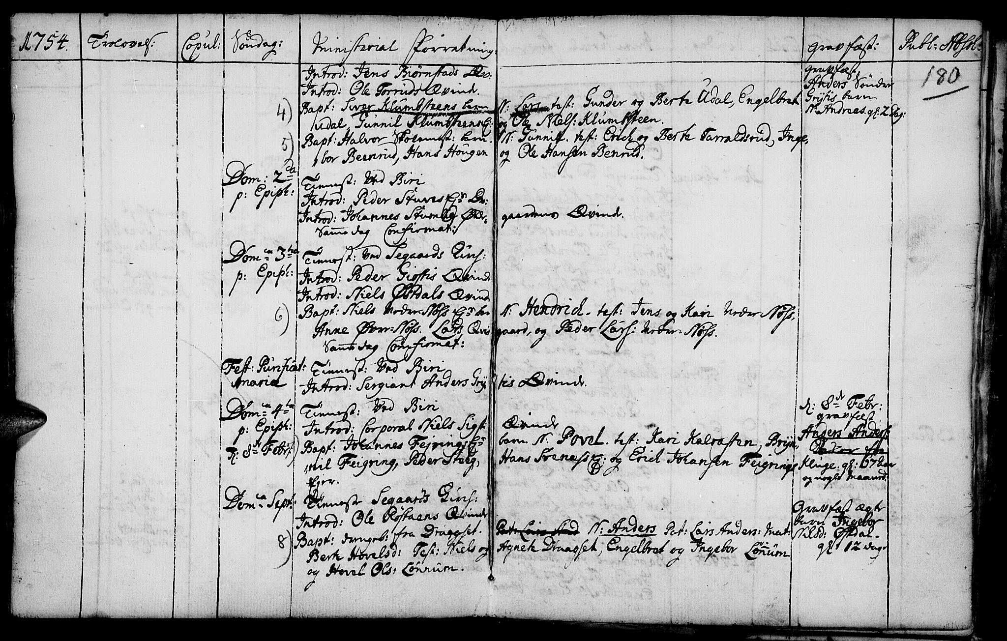 Biri prestekontor, SAH/PREST-096/H/Ha/Haa/L0001: Parish register (official) no. 1, 1730-1754, p. 180