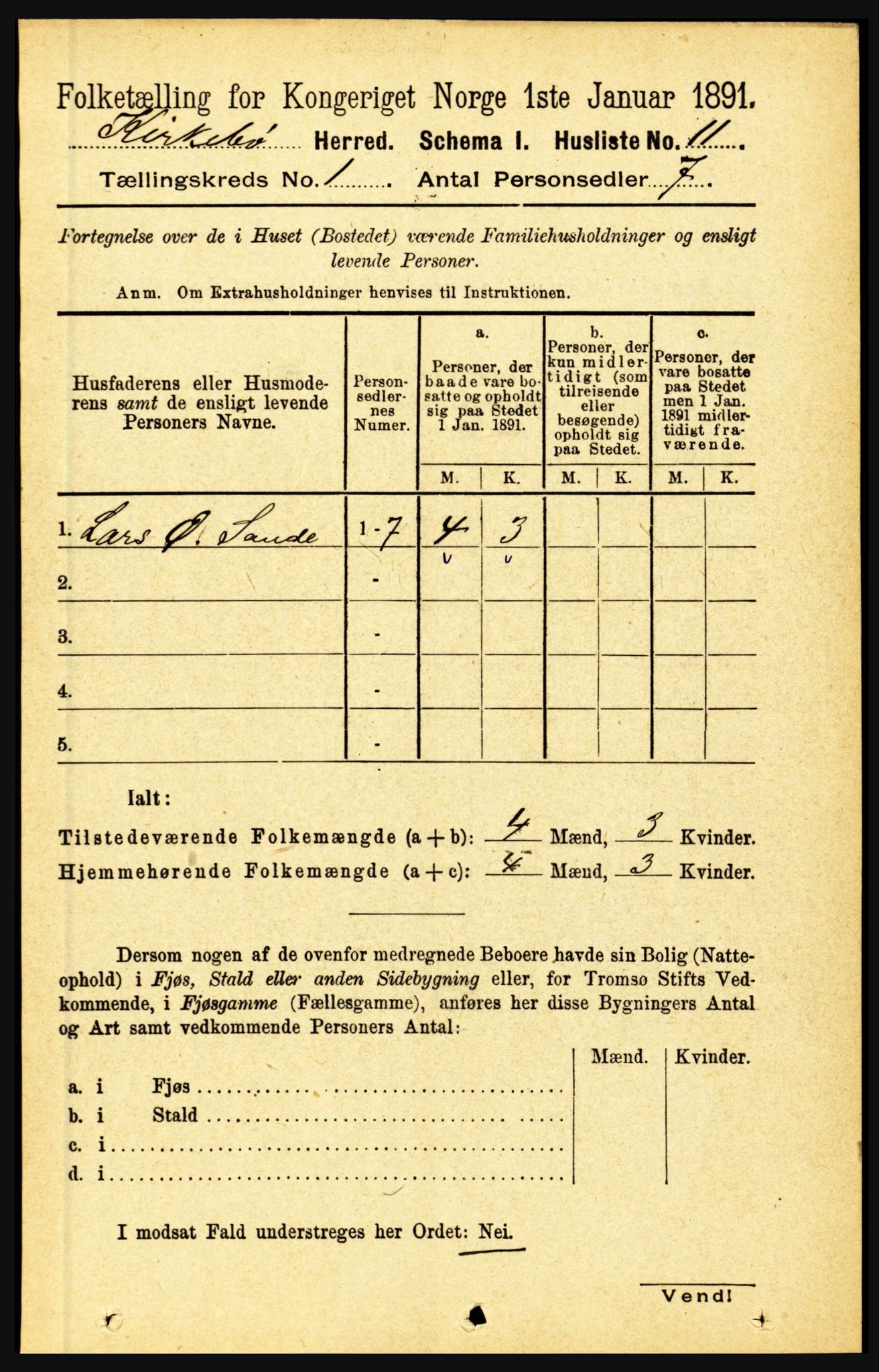 RA, 1891 census for 1416 Kyrkjebø, 1891, p. 30