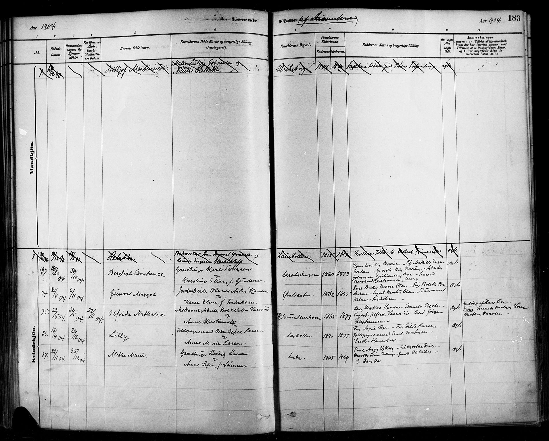 Rygge prestekontor Kirkebøker, SAO/A-10084b/F/Fa/L0007: Parish register (official) no. 7, 1878-1904, p. 183