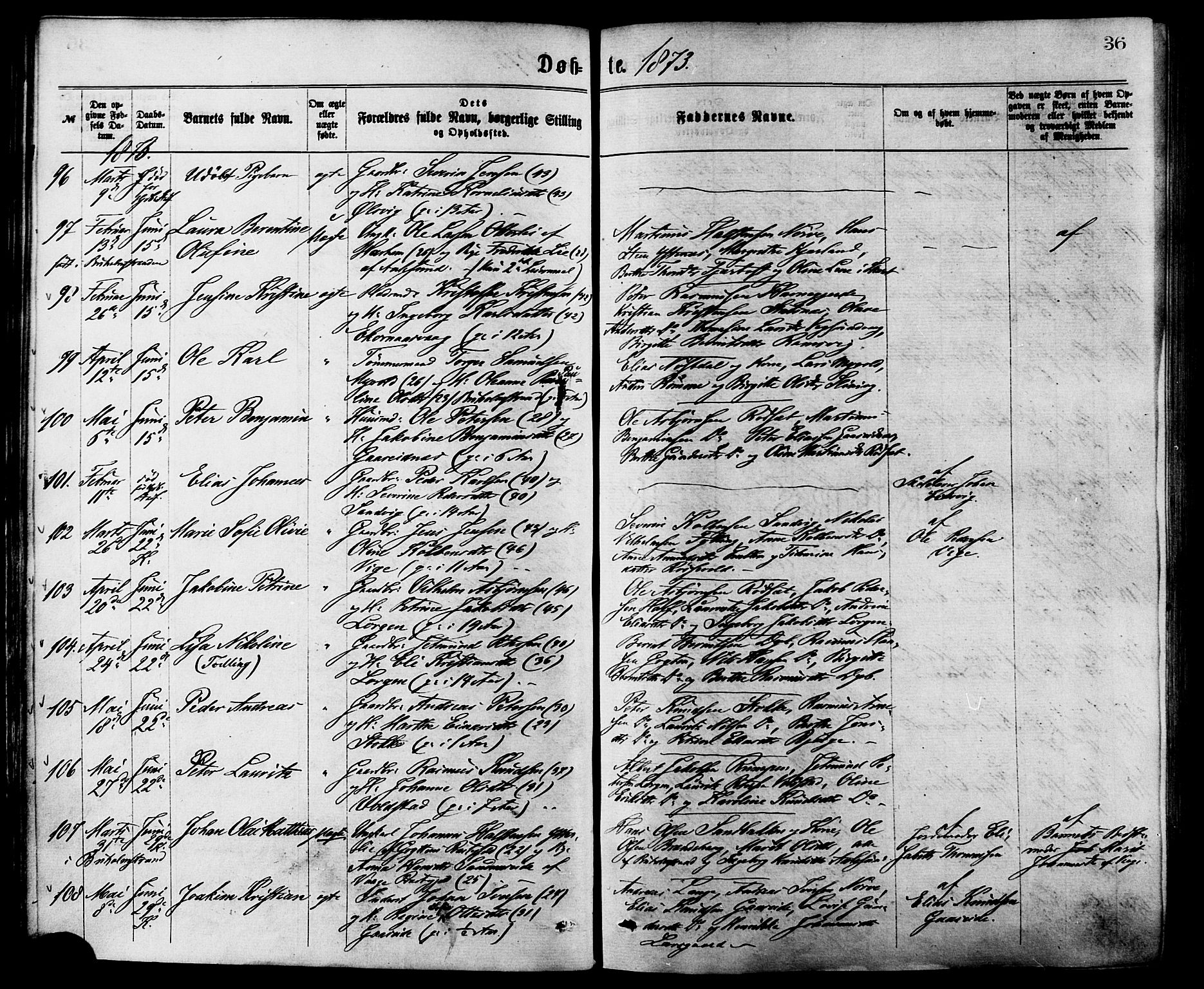 Ministerialprotokoller, klokkerbøker og fødselsregistre - Møre og Romsdal, AV/SAT-A-1454/528/L0400: Parish register (official) no. 528A11, 1871-1879, p. 36