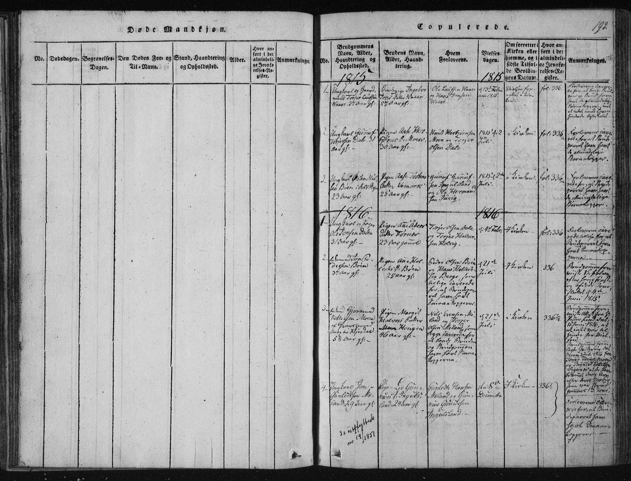 Tinn kirkebøker, SAKO/A-308/F/Fc/L0001: Parish register (official) no. III 1, 1815-1843, p. 192