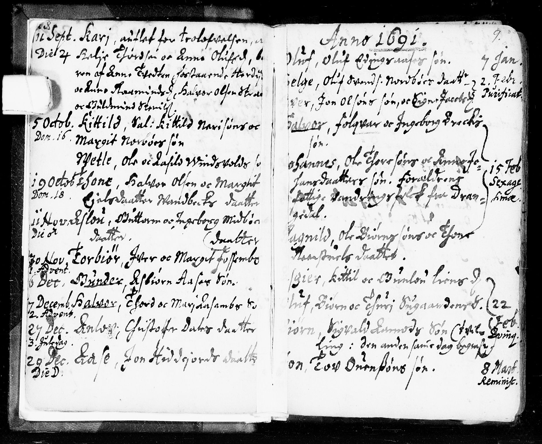 Seljord kirkebøker, AV/SAKO-A-20/F/Fa/L0002: Parish register (official) no. I 2, 1689-1713, p. 8-9