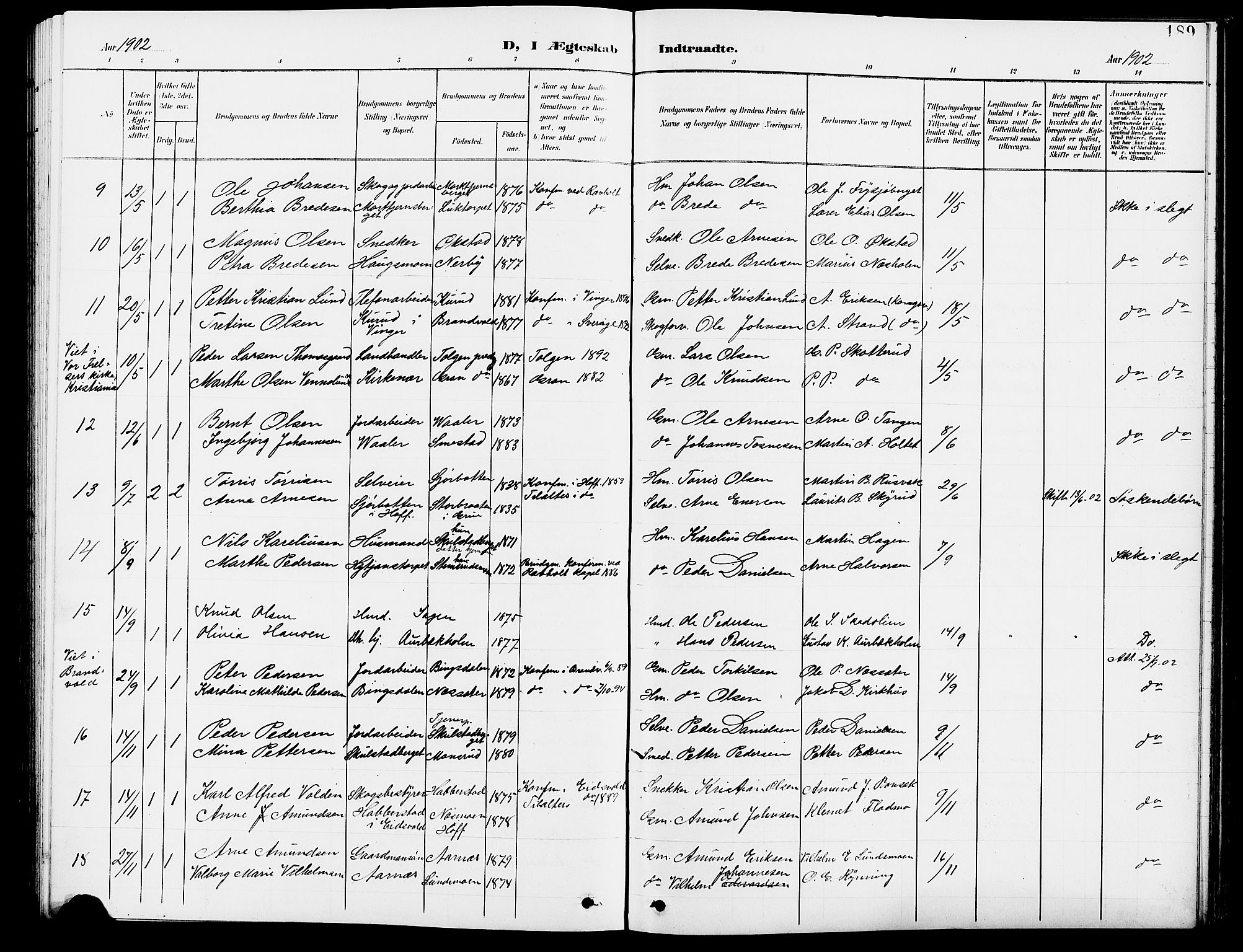 Grue prestekontor, SAH/PREST-036/H/Ha/Hab/L0005: Parish register (copy) no. 5, 1900-1909, p. 189