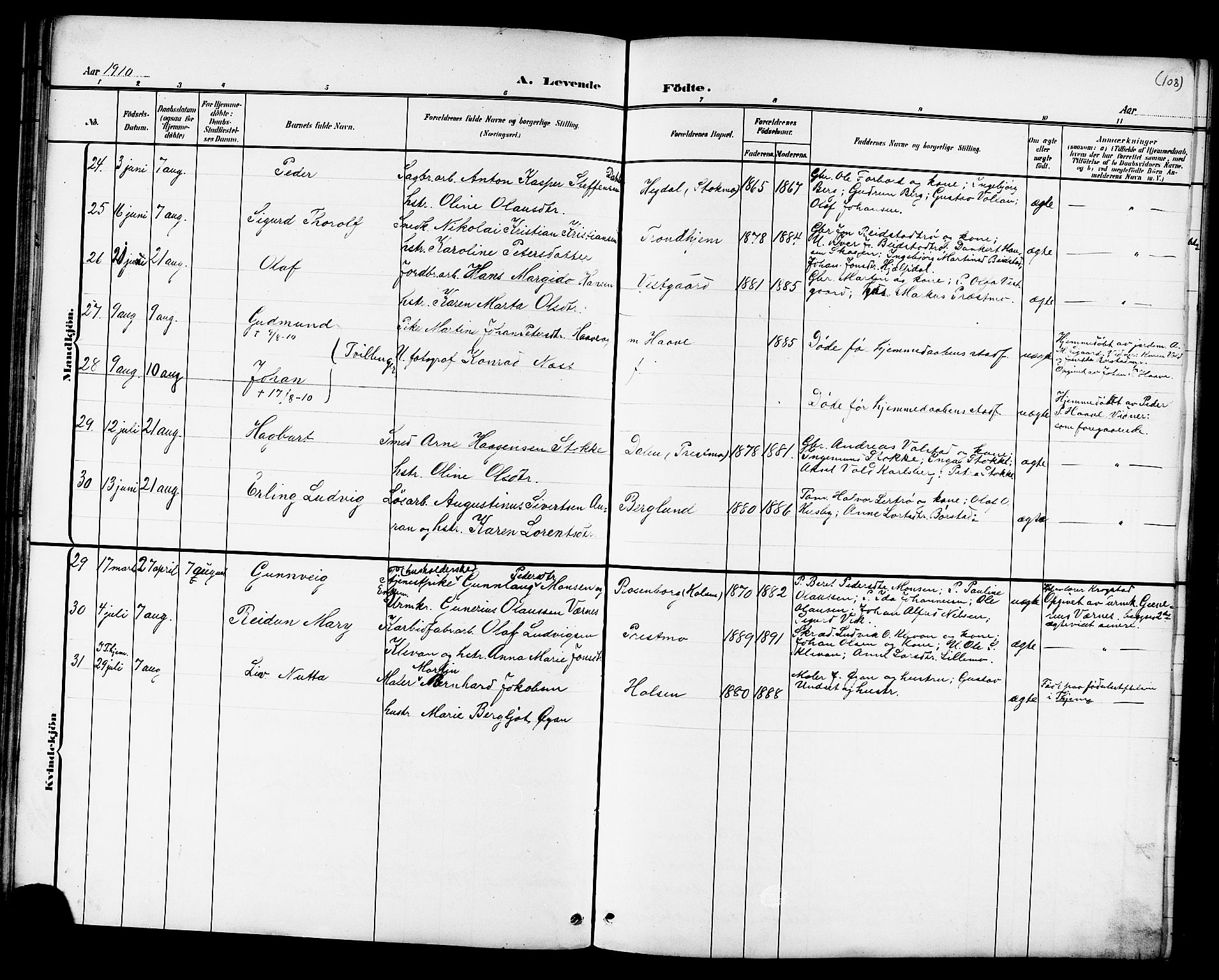 Ministerialprotokoller, klokkerbøker og fødselsregistre - Nord-Trøndelag, AV/SAT-A-1458/709/L0087: Parish register (copy) no. 709C01, 1892-1913, p. 108