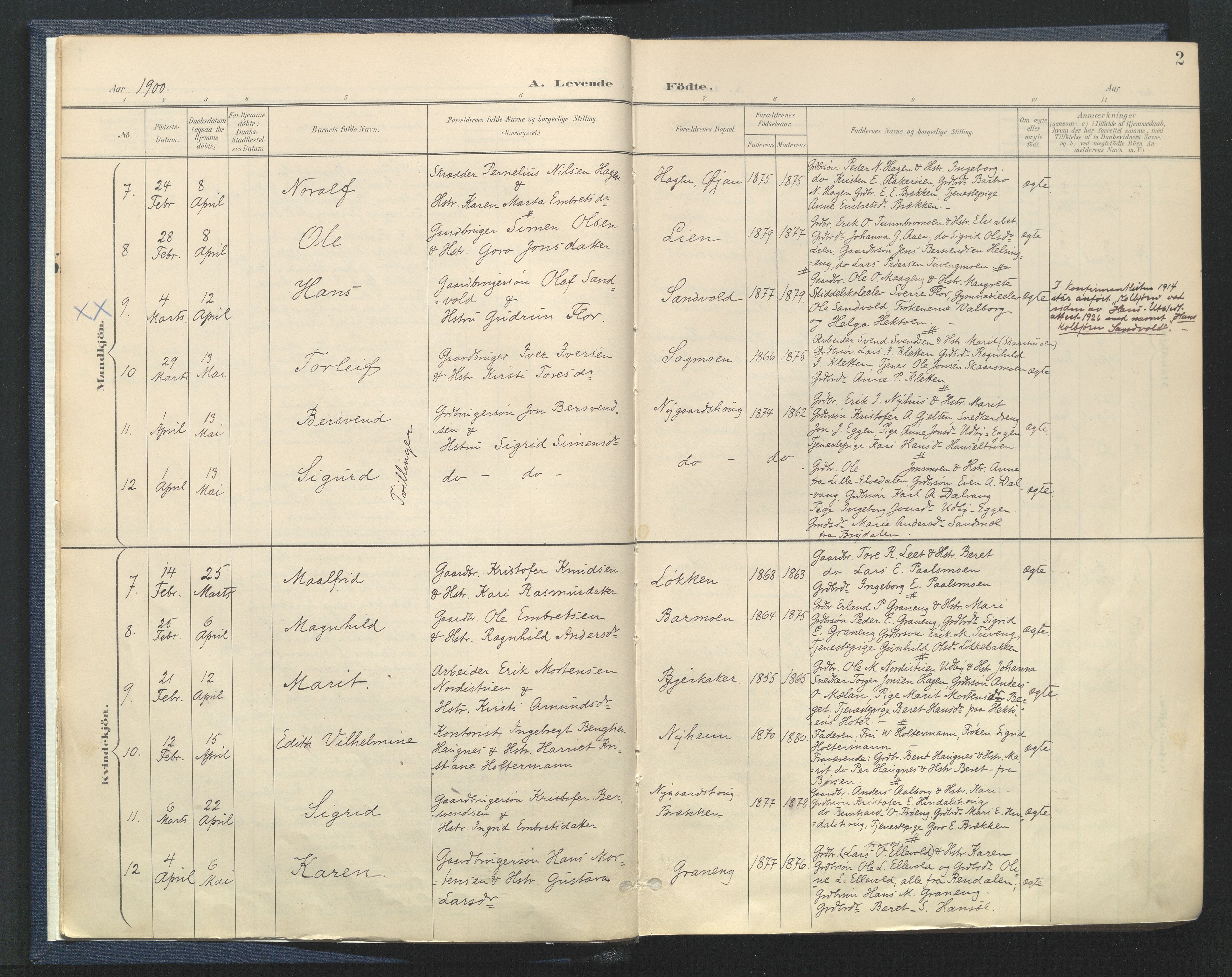 Tynset prestekontor, SAH/PREST-058/H/Ha/Haa/L0025: Parish register (official) no. 25, 1900-1914, p. 2