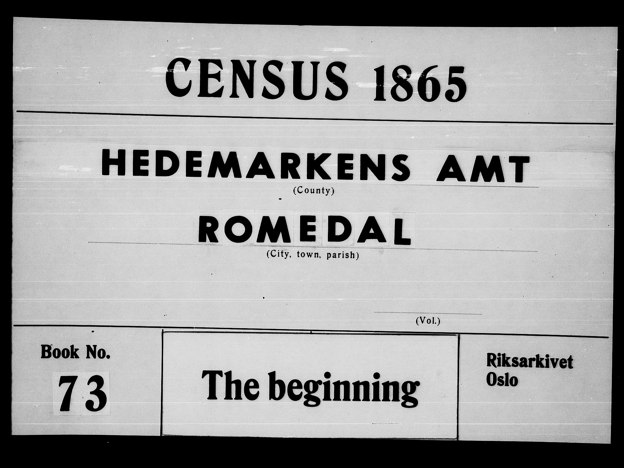 RA, 1865 census for Romedal, 1865, p. 1