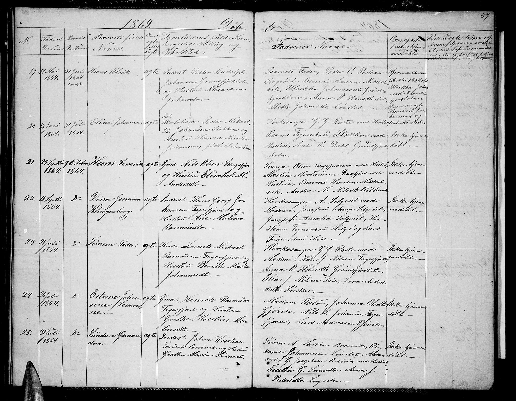 Karlsøy sokneprestembete, SATØ/S-1299/H/Ha/Hab/L0004klokker: Parish register (copy) no. 4, 1845-1870, p. 87