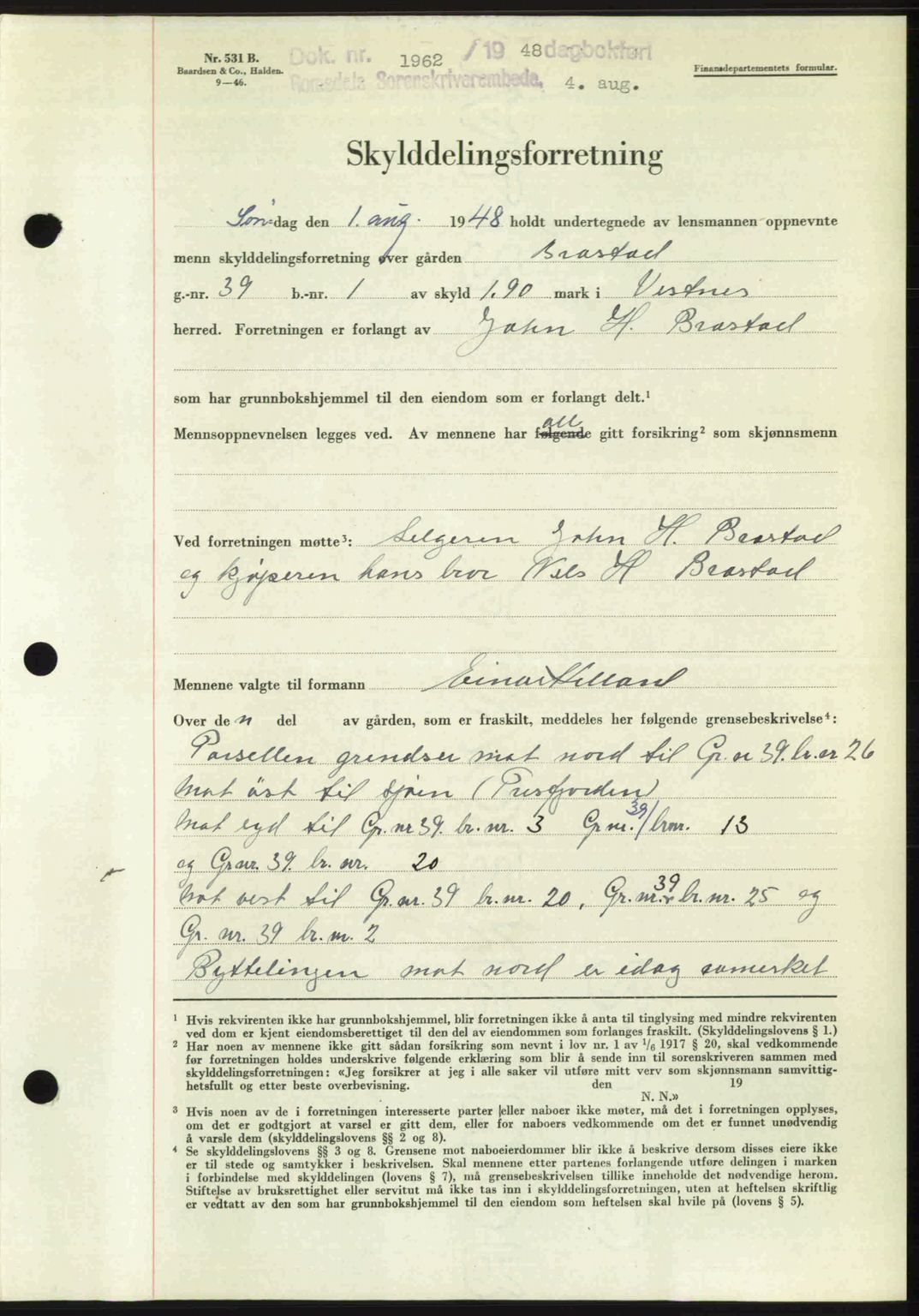 Romsdal sorenskriveri, AV/SAT-A-4149/1/2/2C: Mortgage book no. A26, 1948-1948, Diary no: : 1962/1948