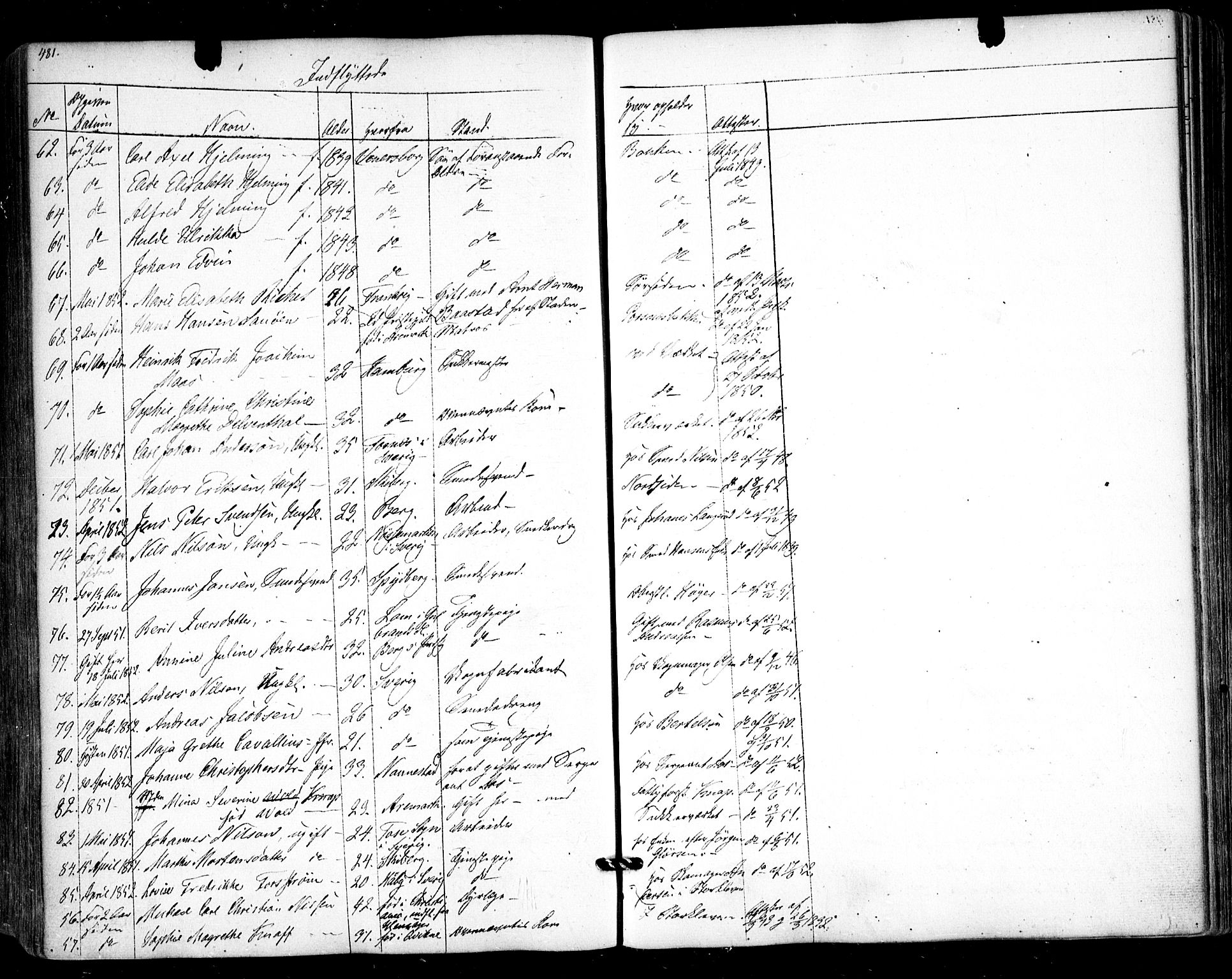 Halden prestekontor Kirkebøker, AV/SAO-A-10909/F/Fa/L0006: Parish register (official) no. I 6, 1845-1856, p. 481