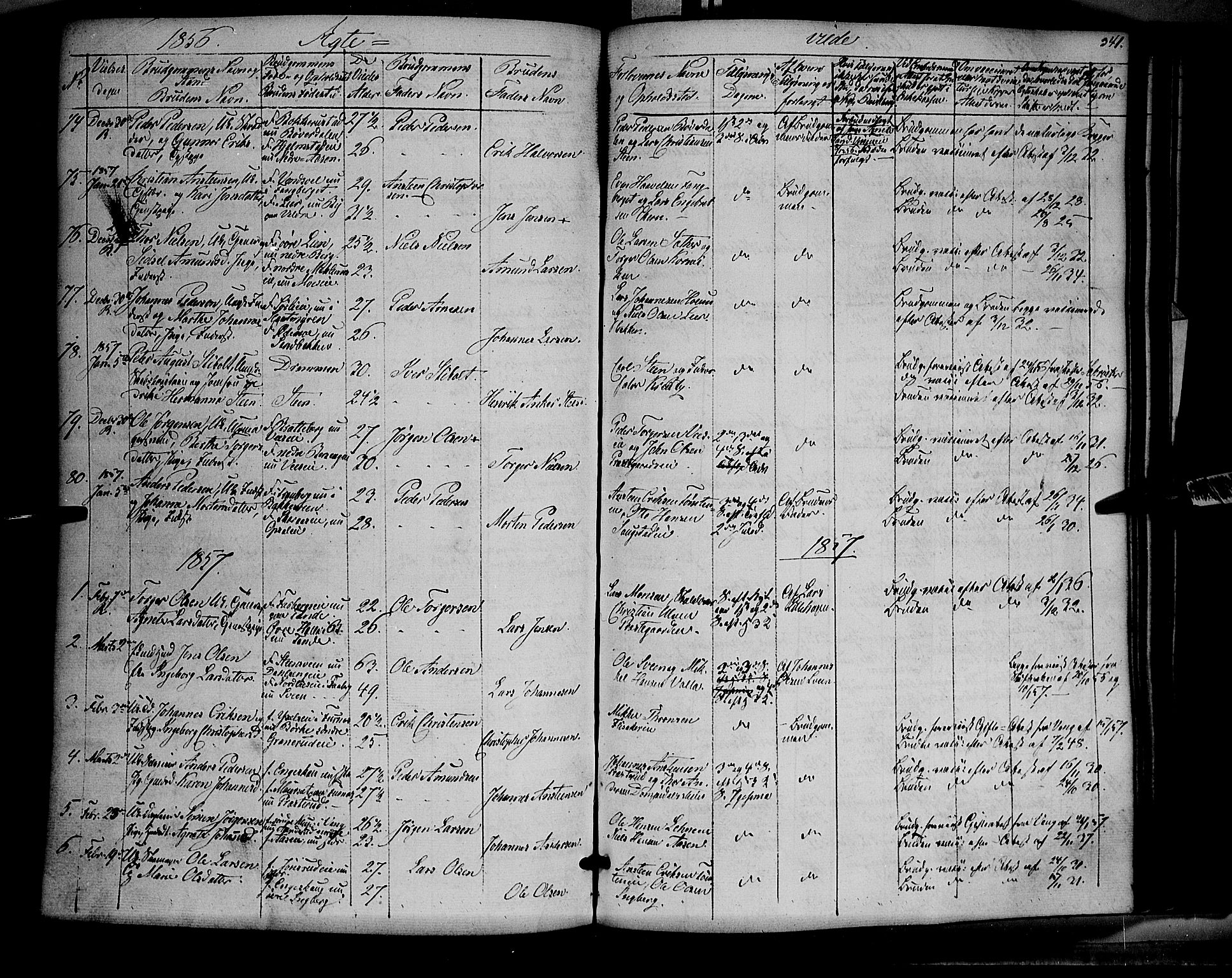 Ringsaker prestekontor, SAH/PREST-014/K/Ka/L0009: Parish register (official) no. 9, 1850-1860, p. 341