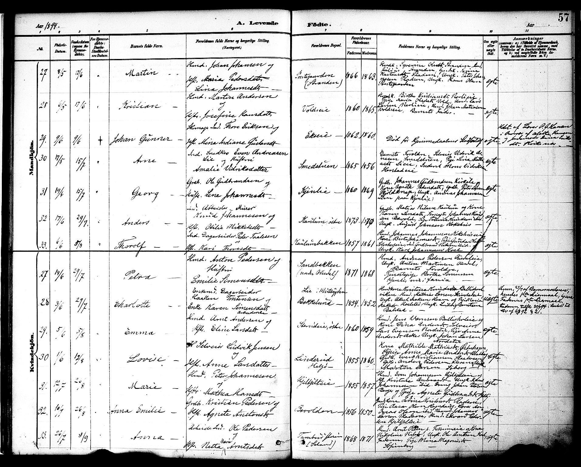 Nes prestekontor, Hedmark, AV/SAH-PREST-020/K/Ka/L0009: Parish register (official) no. 9, 1887-1905, p. 57