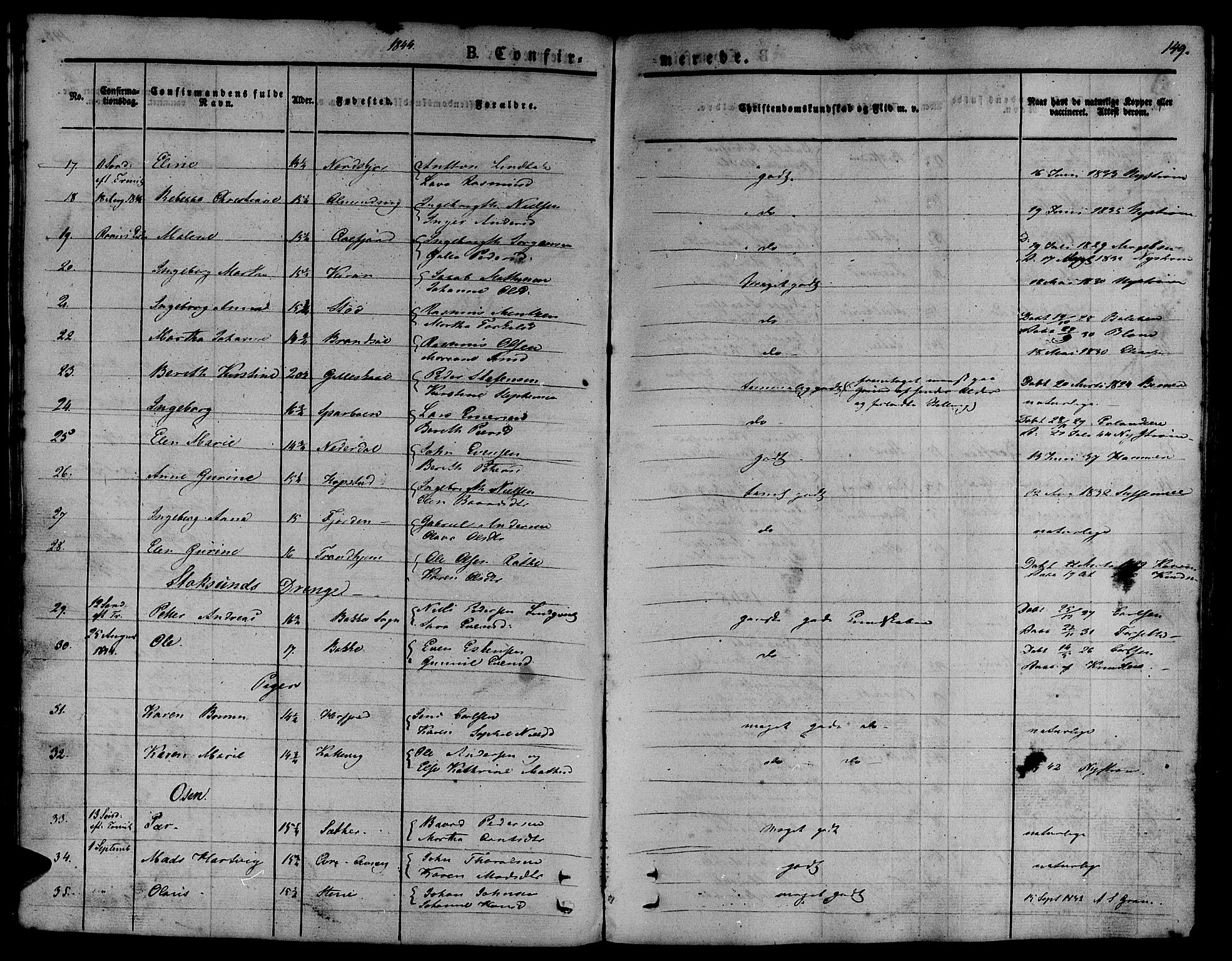 Ministerialprotokoller, klokkerbøker og fødselsregistre - Sør-Trøndelag, SAT/A-1456/657/L0703: Parish register (official) no. 657A04, 1831-1846, p. 149