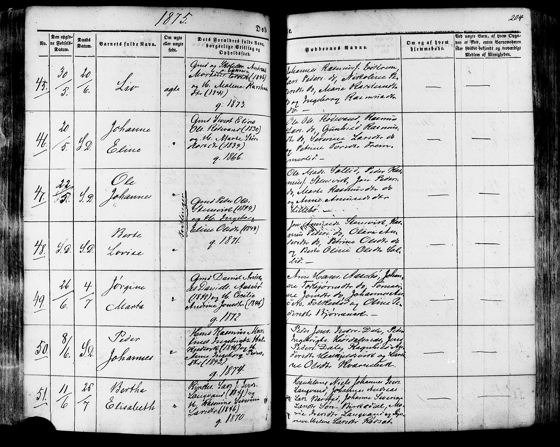 Ministerialprotokoller, klokkerbøker og fødselsregistre - Møre og Romsdal, AV/SAT-A-1454/511/L0140: Parish register (official) no. 511A07, 1851-1878, p. 204