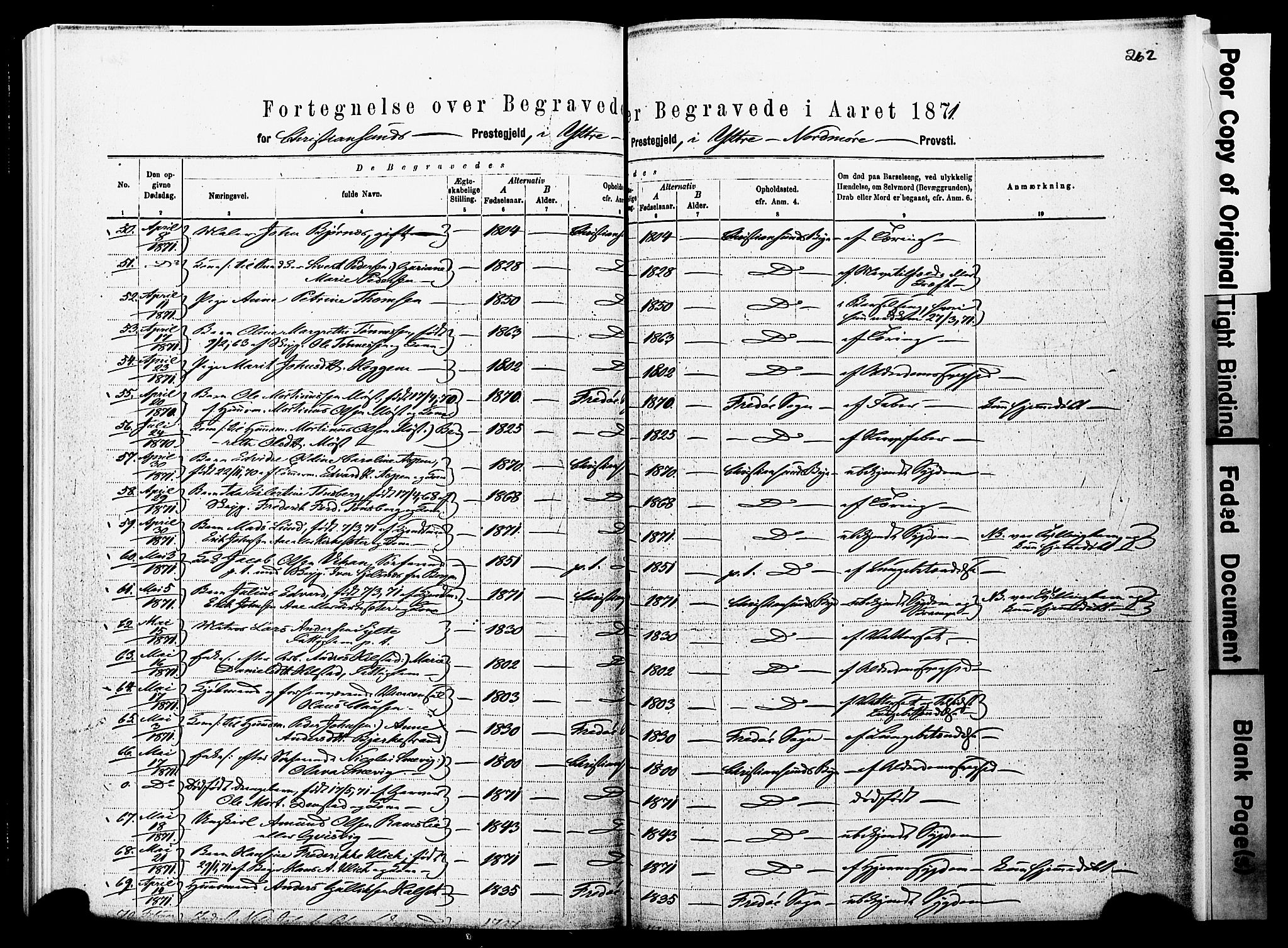 Ministerialprotokoller, klokkerbøker og fødselsregistre - Møre og Romsdal, AV/SAT-A-1454/572/L0857: Parish register (official) no. 572D01, 1866-1872, p. 261-262